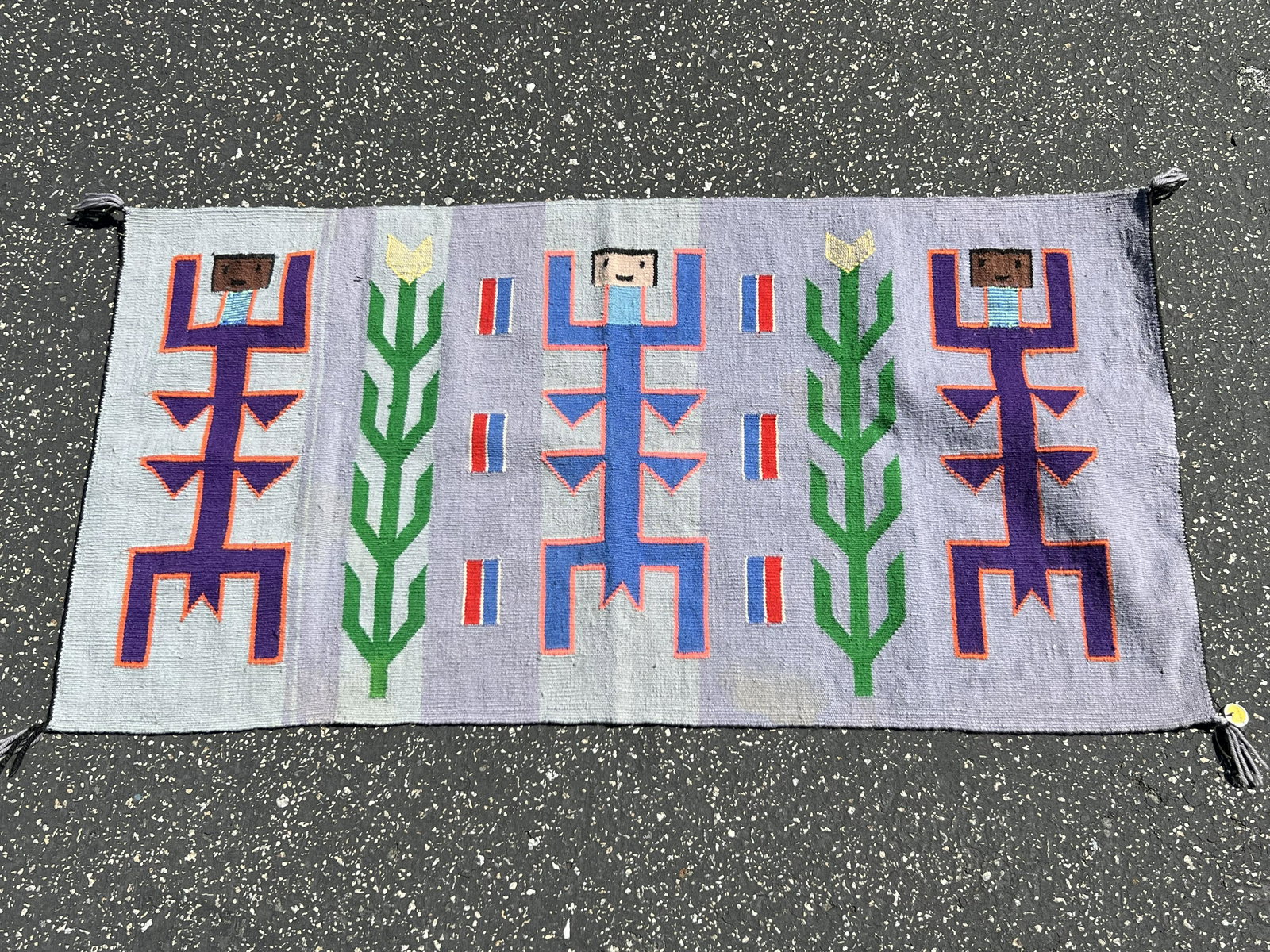 Vtg Native American Navajo Yei Rug, 24.5'' x 47'' - Tight HandWoven Weave (1 of 4)