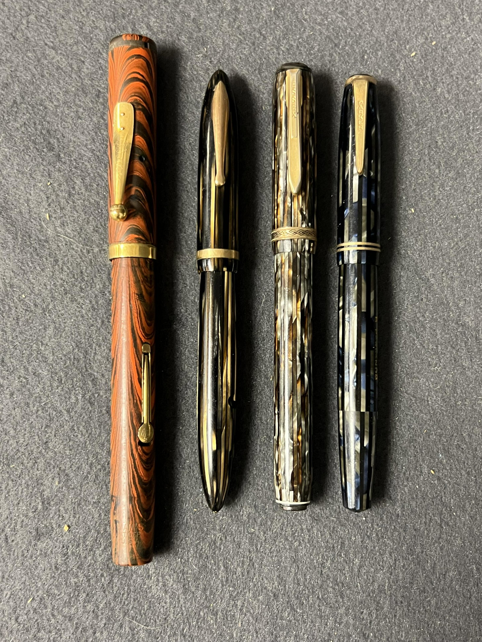 4 Vtg Fountain Pens- Waterman, Sheaffers, More - Sheaffers w/ 14K Gold Tip, Waterman Ideal w/ Purple (1 of 8)