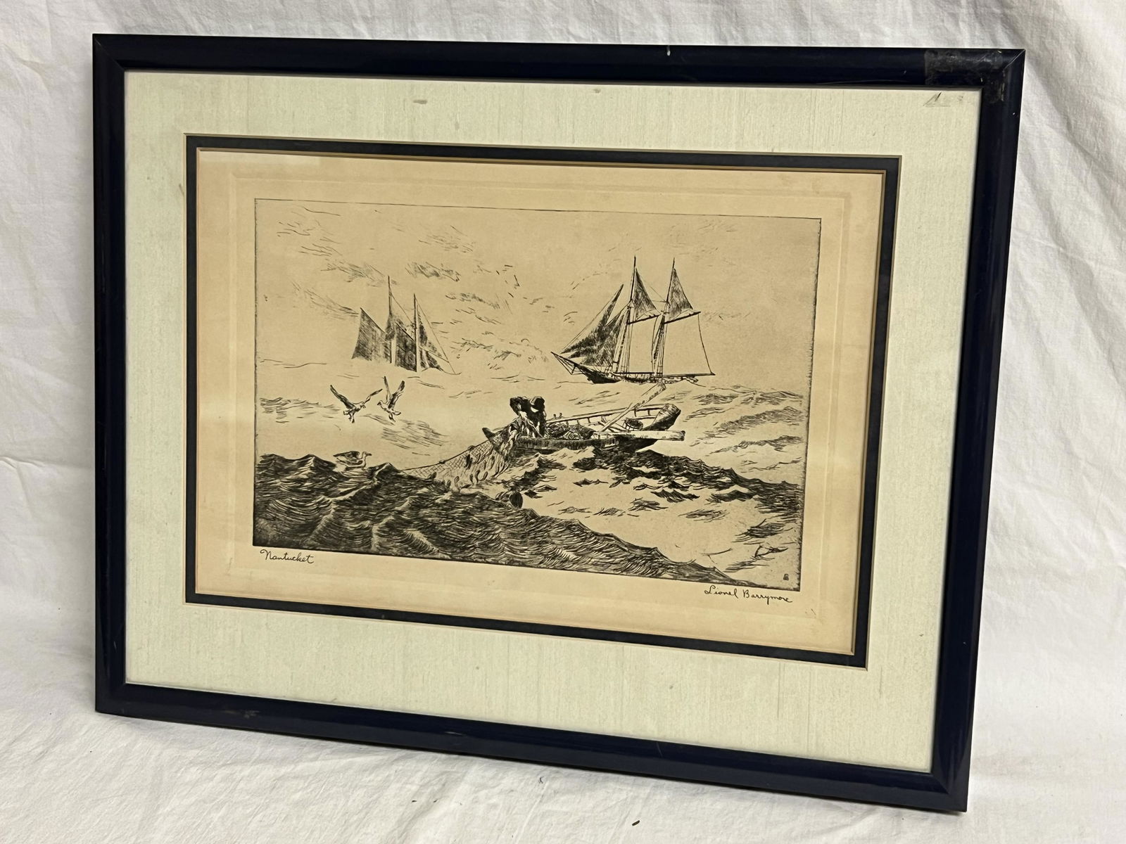 Lionel Barrymore Nantucket Etching - Framed 17.25'' x 13.5'' (1 of 5)