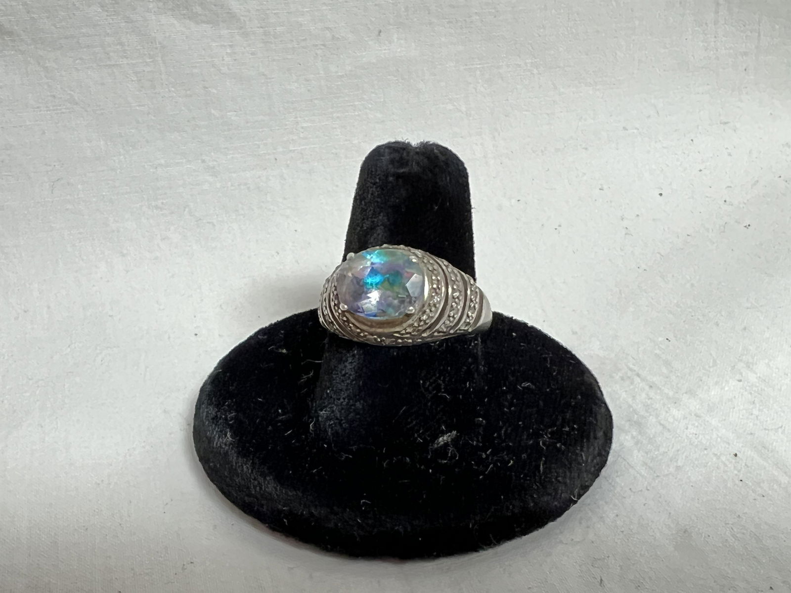 Vtg Sterling Silver Mystic Topaz Ring, Sz 7.5 - Total Wgt 3.93g (1 of 4)