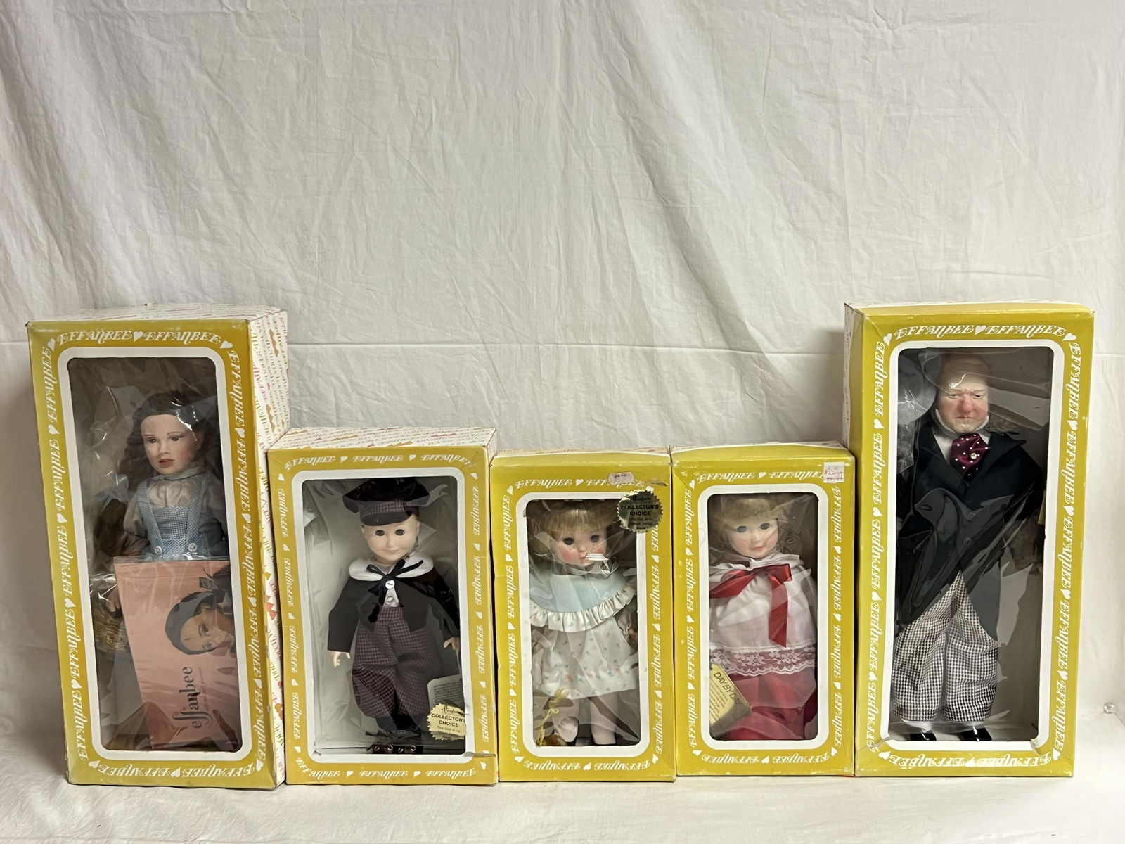 (5)Effanbee Dolls w/ Boxes, Tags - W.C.Fields, Dorothy, Day by Day Sunday, Freddie + Punkin: (5)Effanbee Dolls w/ Boxes, Tags - W.C.Fields, Dorothy, Day by Day Sunday, Freddie + Punkin