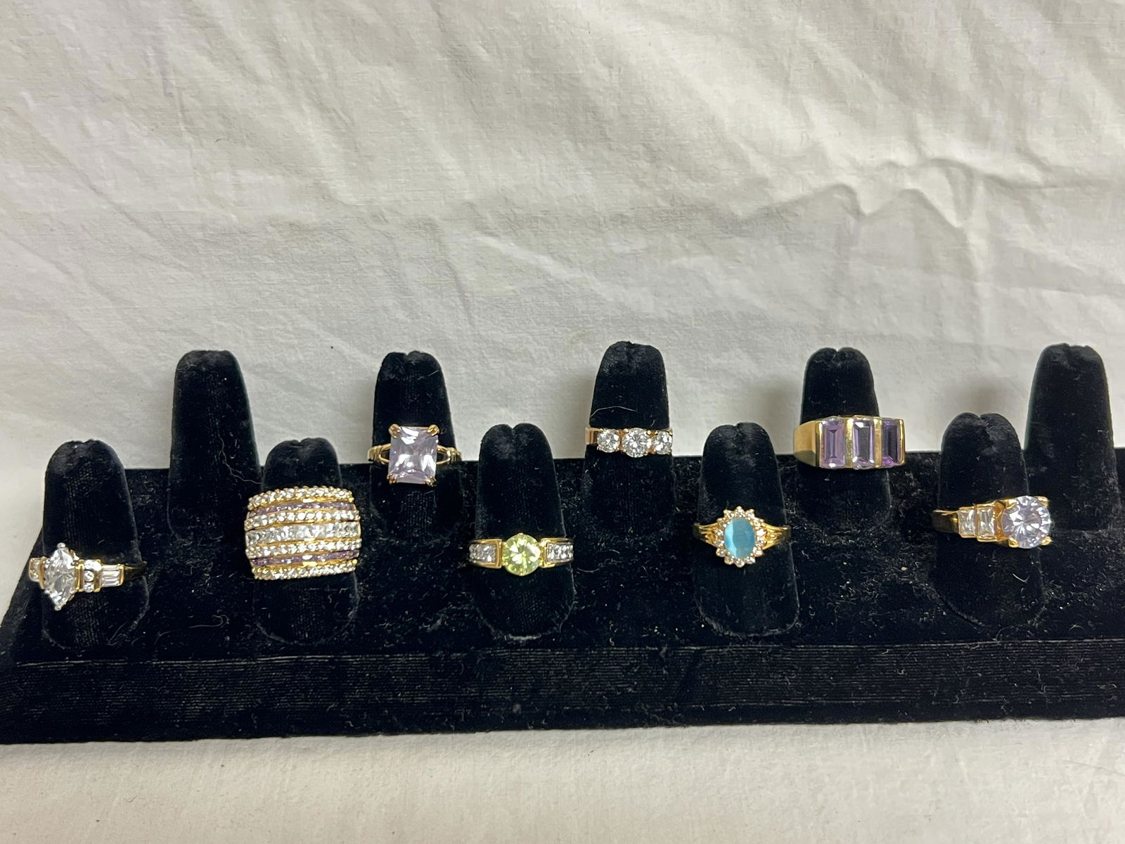 (8)Asst Fashion Costume Rings, Sz 7 - 7.5 - Various Stlyes w/ Gemstones & Rhinestones (1 of 6)