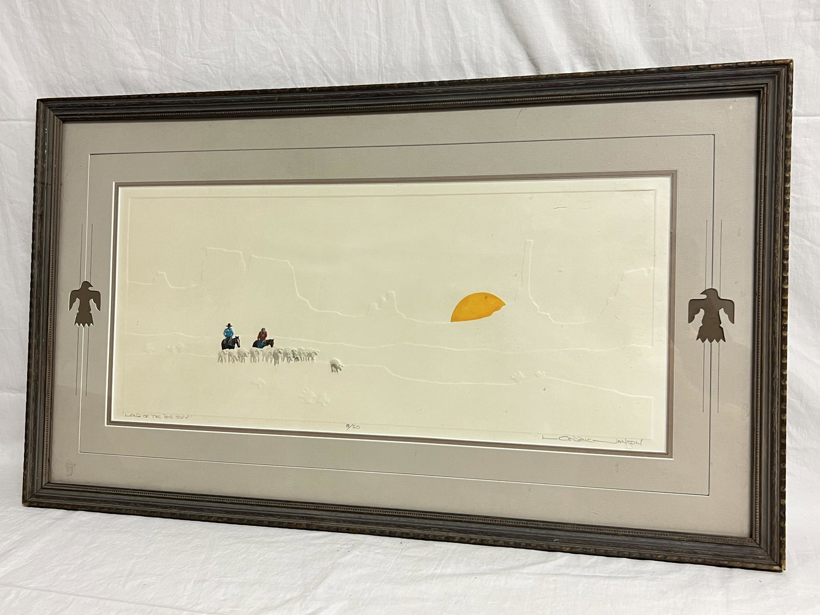 Cedric Janson ''Land of the Big Sky'' Lithograph - Handpainted w/ Raised Background # 8 /50 , Framed (1 of 7)