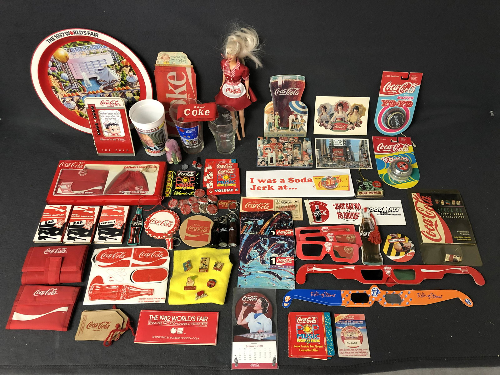 Asst Coca-Cola, Pins, Frame,Barbie,More - Tin, Surf Club Coin Bag & Card Case w/ Box, Yo Yos Sealed, (1 of 5)