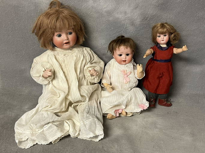 Antique Hertel Schwab 152 Baby, 15 IN, Antique German Bisque Doll Antique  Wig