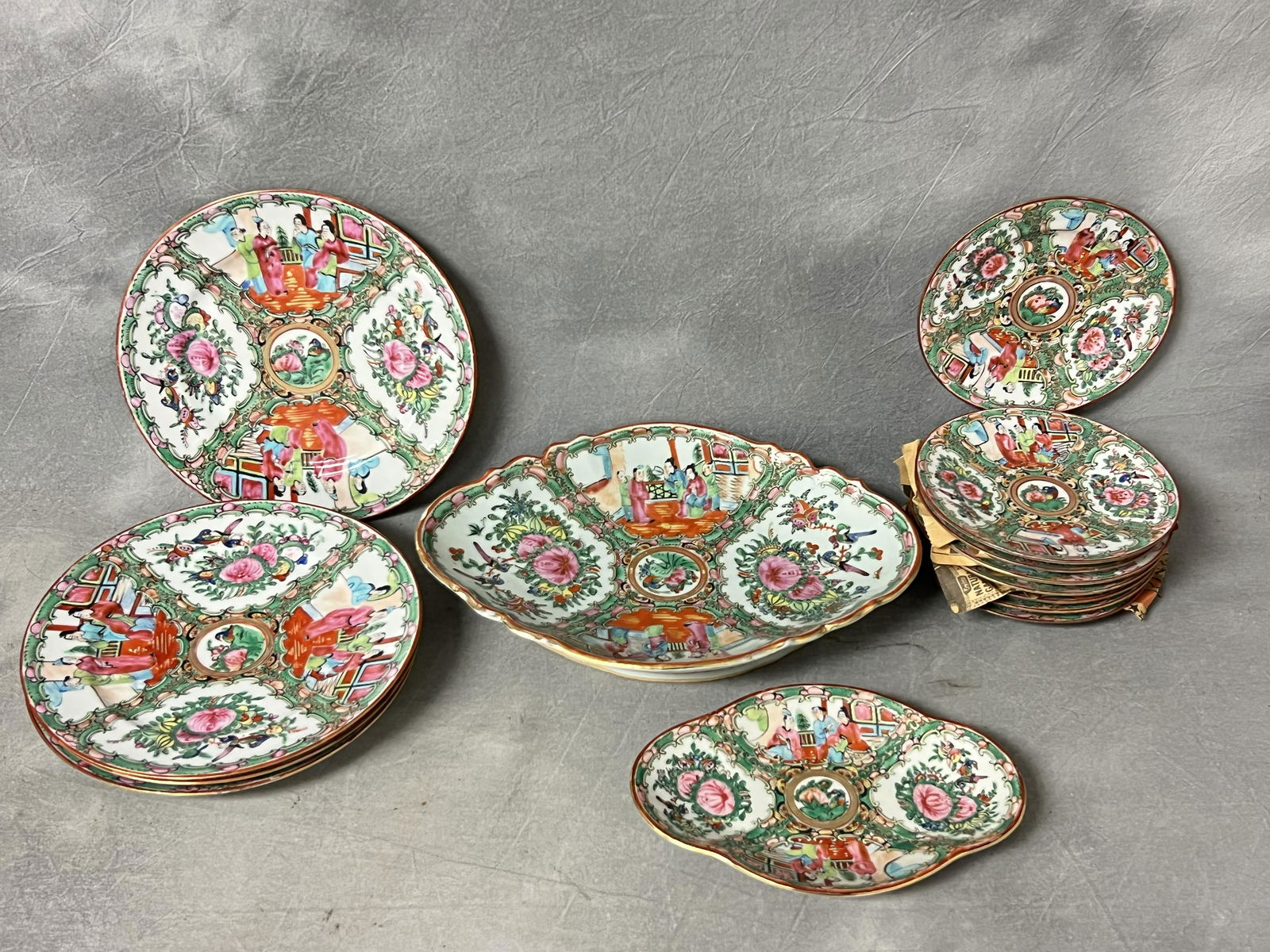 (14)Famille Rose Medallion Dishes - Server Dish 12'' x 8.75'' x 2.5'' , Candy Dish 8'' x 5.5'', (1 of 5)