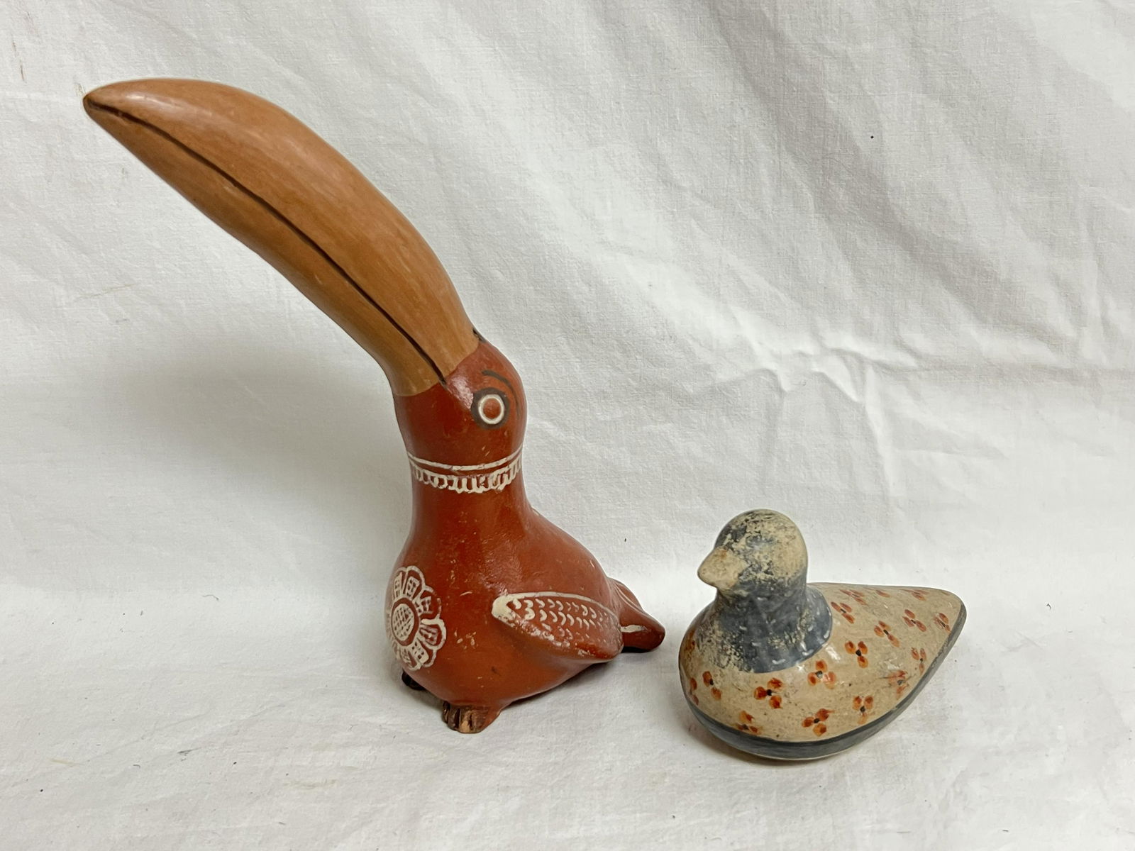 Vtg Tonala 'Solis' Bird, Peruvian Bird Whistle - Mexican Tonala 'Solis' Pottery Bird 4''L + Red Clay (1 of 9)
