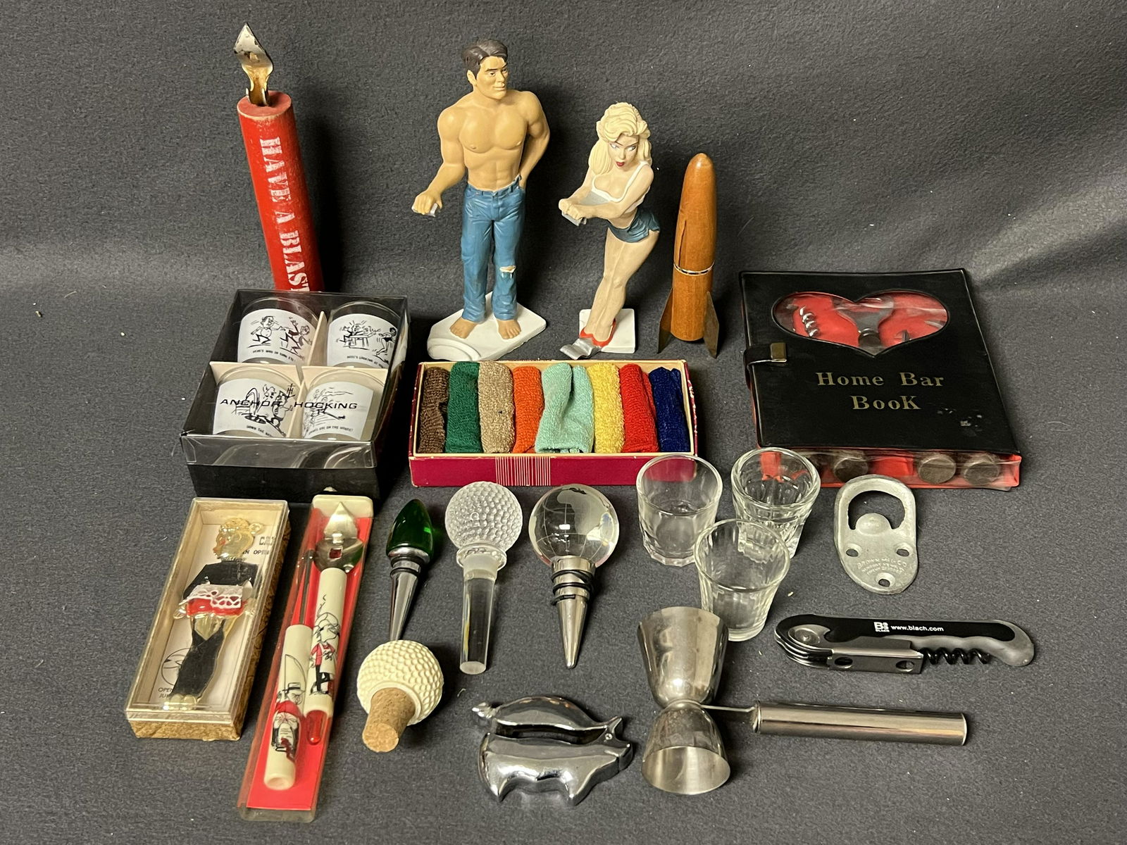 Asst Barware Items- Vtg Harrahs Can Holders,More - Openers, R.Demars Ganz Figural Can Holders, Can (1 of 5)