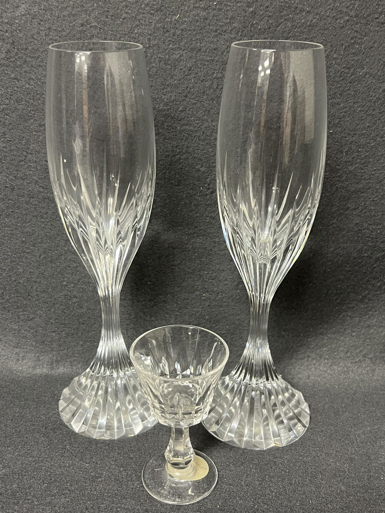 Pr Baccarat Massena Flutes, Cordial Glass - Pr. Champagne Flutes 8.5'' Tall, Baccarat Cordial 3'' (1 of 3)