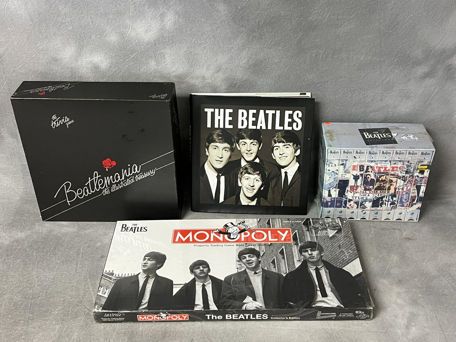 Beatles Items- Trivia, Monopoly,VHS,Book - Sealed Monopoly Beatles, Sealed 8 VHS Anthology Set, (1 of 11)