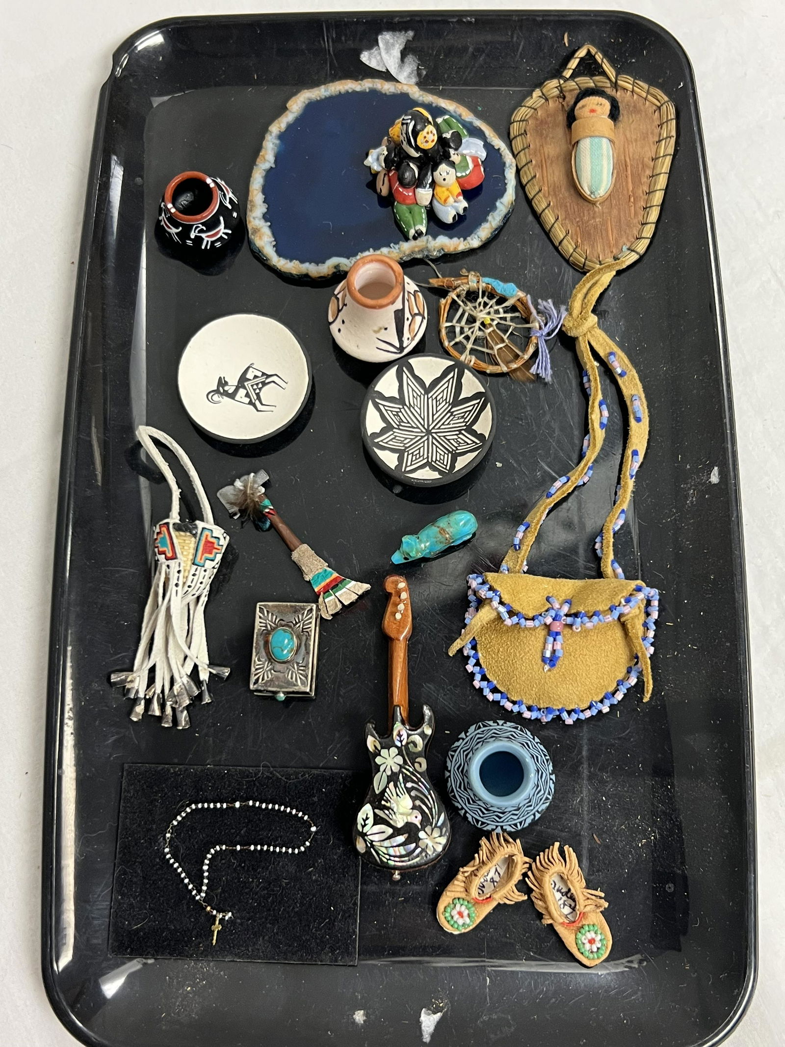 Vtg Native American Miniature Items - Some Signed - Rainbow Hand Isleta Pueblo, Dean Reano - (1 of 11)