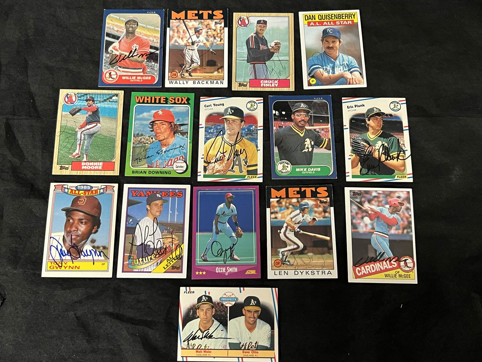 (40)Asst 1970s-Now Autographed Baseball Cards - Ozzie Smith, Al Leiter, Tony Gwynn, Lenny Dykstra, (1 of 5)