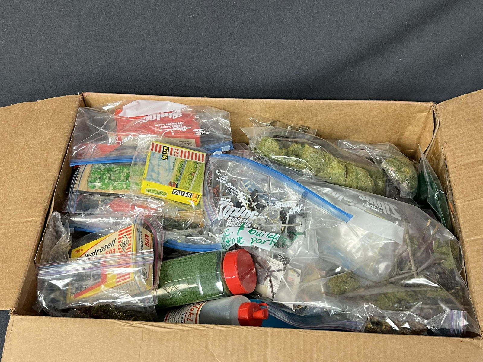 Box Loaded w/ HO Train Landscape Items - Faller 384, Trees, Bushes, Coarse Turf, Sommer Blumen + (1 of 6)