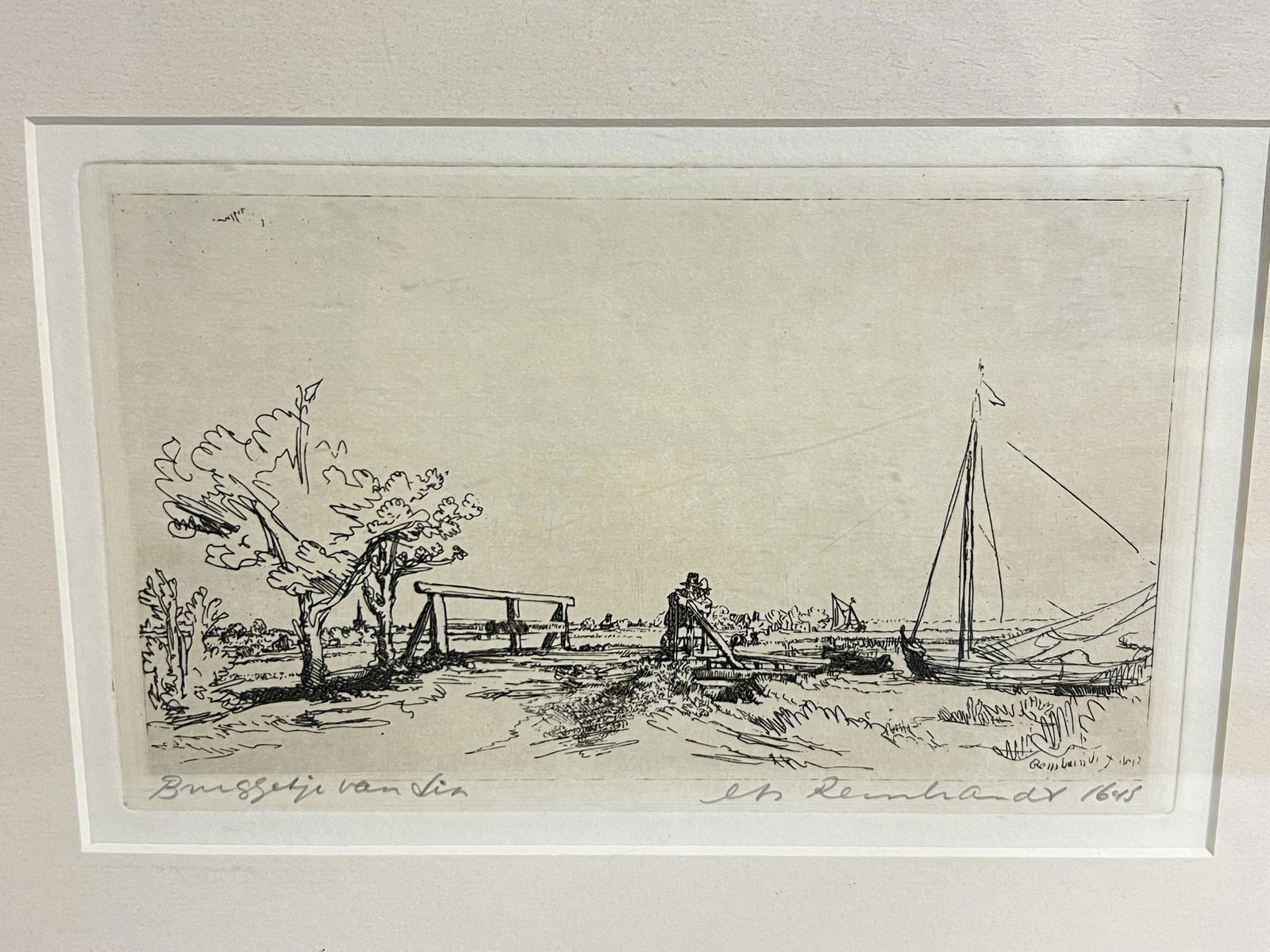 (2)Signed Rembrandt Van Rijn Etchings - (1)Six's Bridge Etching- Pencil Signed, Sight 8.75'' x (1 of 10)