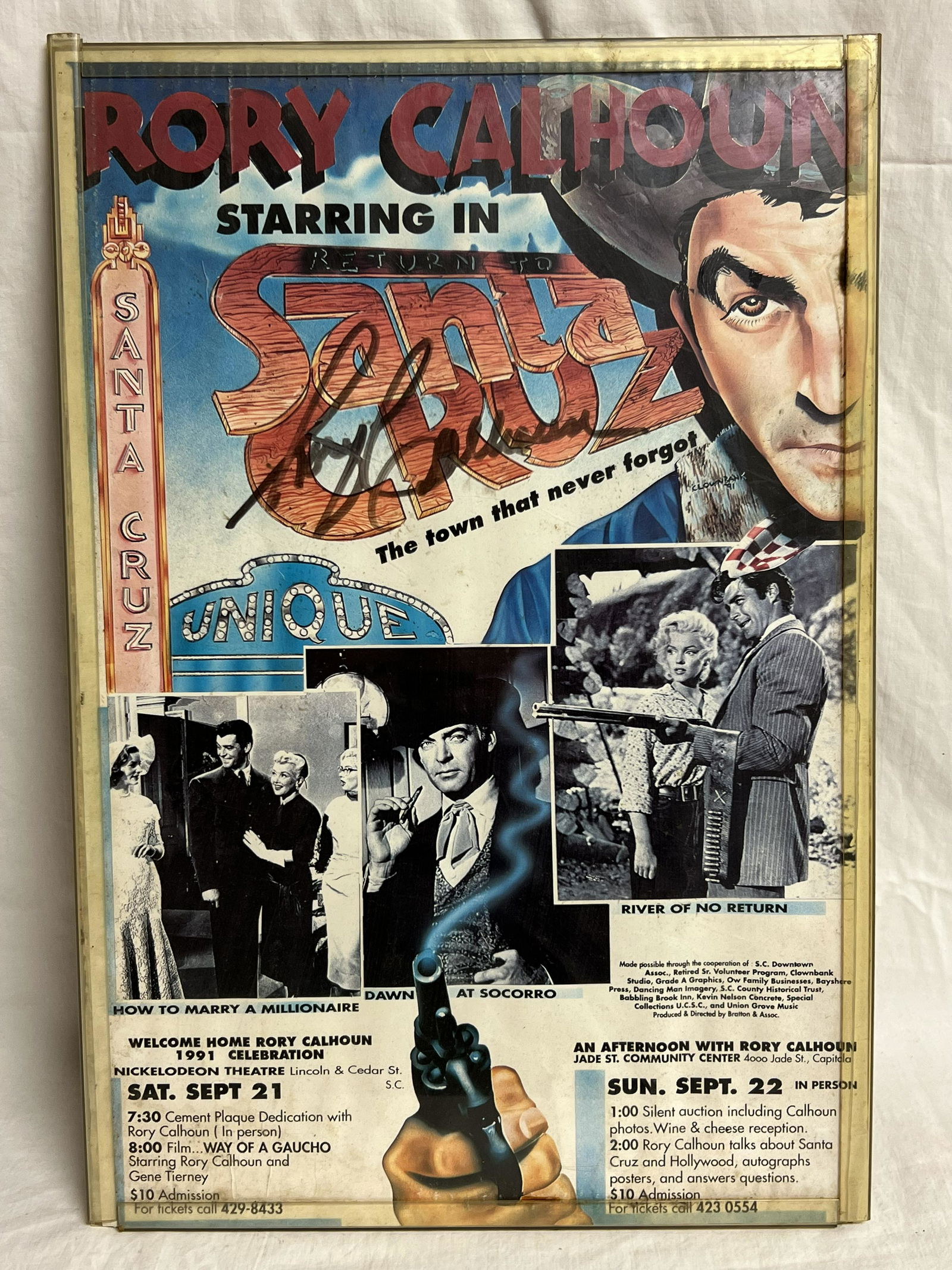 Rory Calhoun Signed Santa Cruz Poster - 1991 Calhoun's Return to Santa Cruz, 12'' x 18'' (1 of 2)