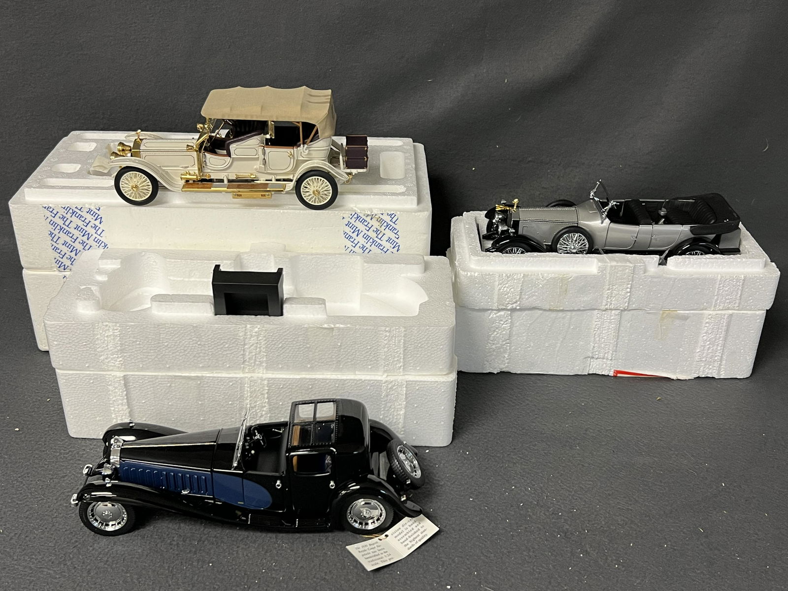 (3)Franklin Mint Diecast Cars, All w/ Tags - 1911 Rolls Royce, 1930 Bugatti Royale Coupe, 1925 Rolls (1 of 10)