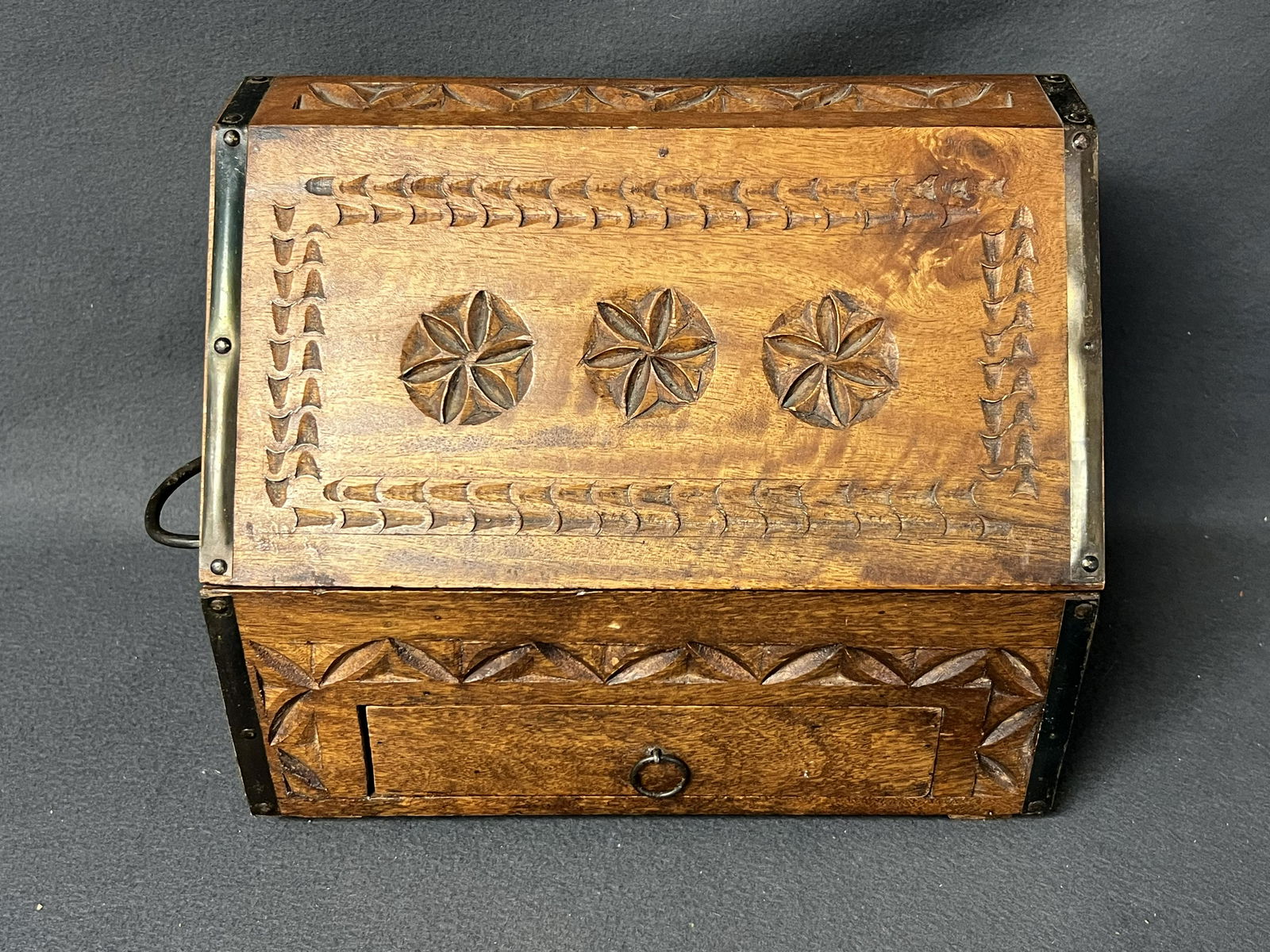 Carved Wooden Letter Box, 1 Drawer - 13.5'' x 7'' x 10'' (1 of 3)