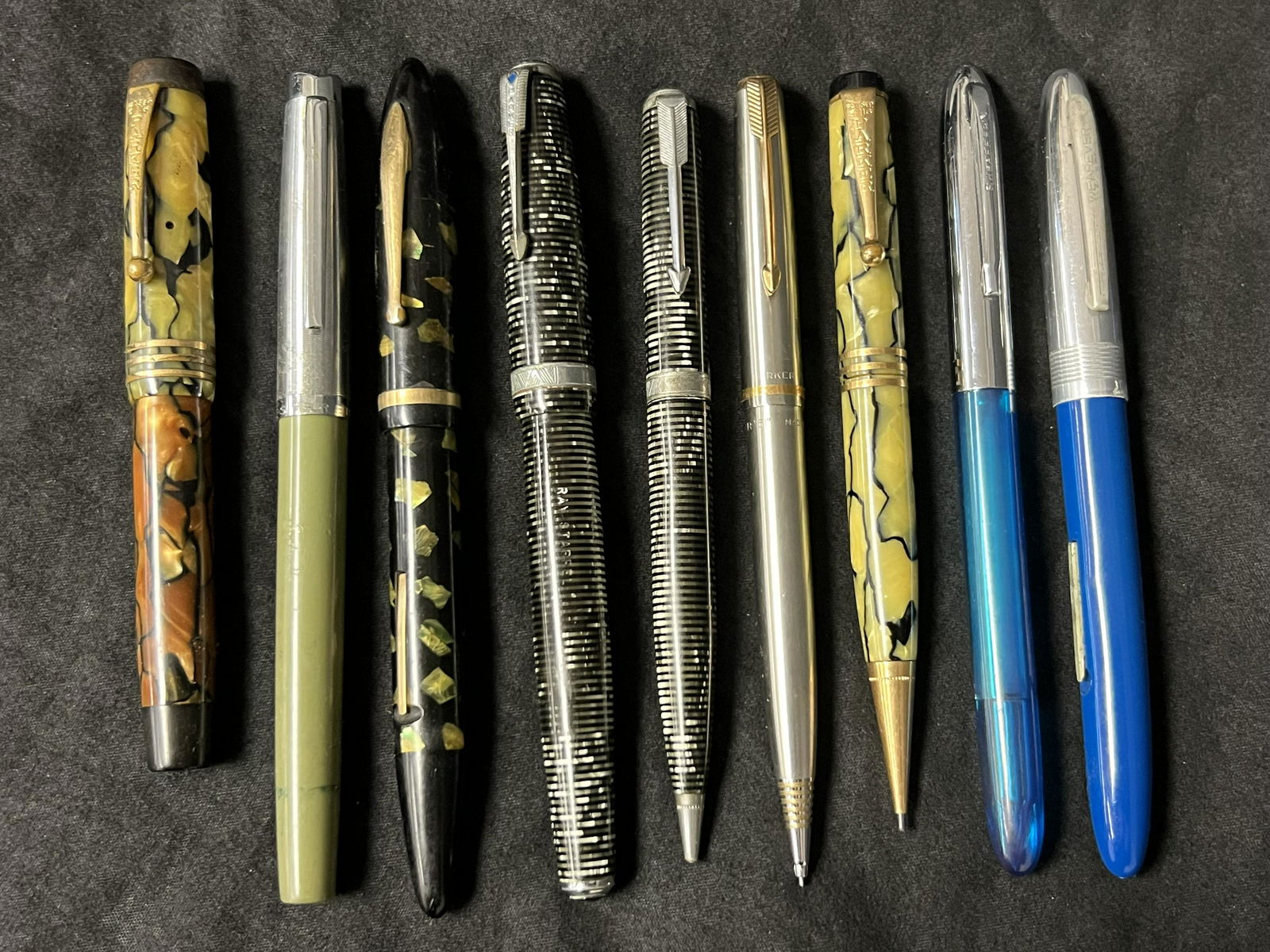 (9)Asst Vtg Fountain Pens, Mechanical Pencils - (6)Fountain Pens Esterbrook, Parker, Sheaffers + (1 of 2)