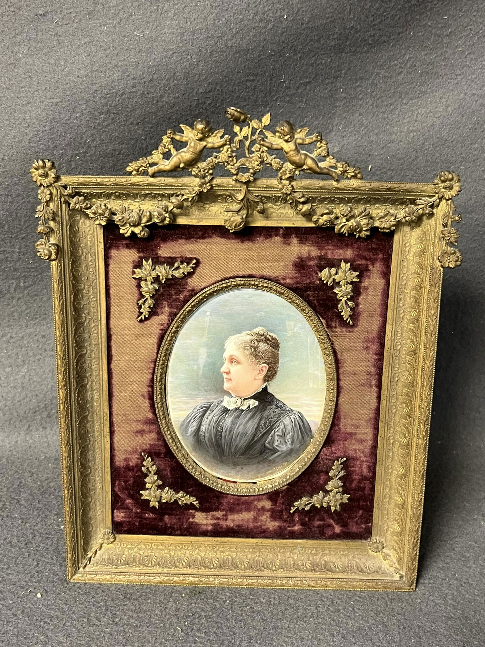 Antique Frame w/ Otto E.Eckardt Signed Portrait - Portrait on Paper - Stamped Dresden, Frame w/ (1 of 5)