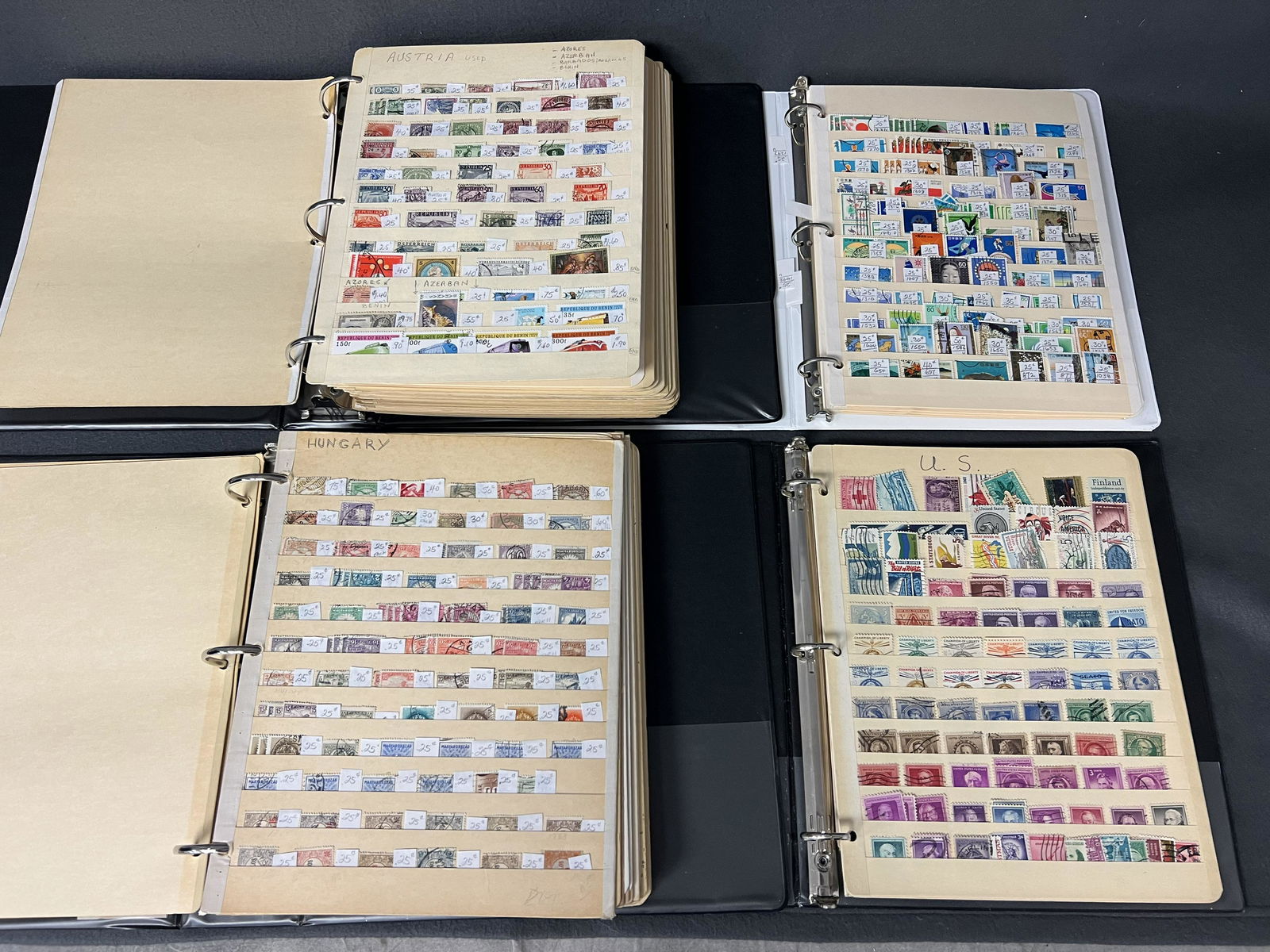 4 Binders of Asst Stock Book Stamps - USA, Great Britain, Ireland, Germany, Greenland, Korea, Japan, (1 of 19)