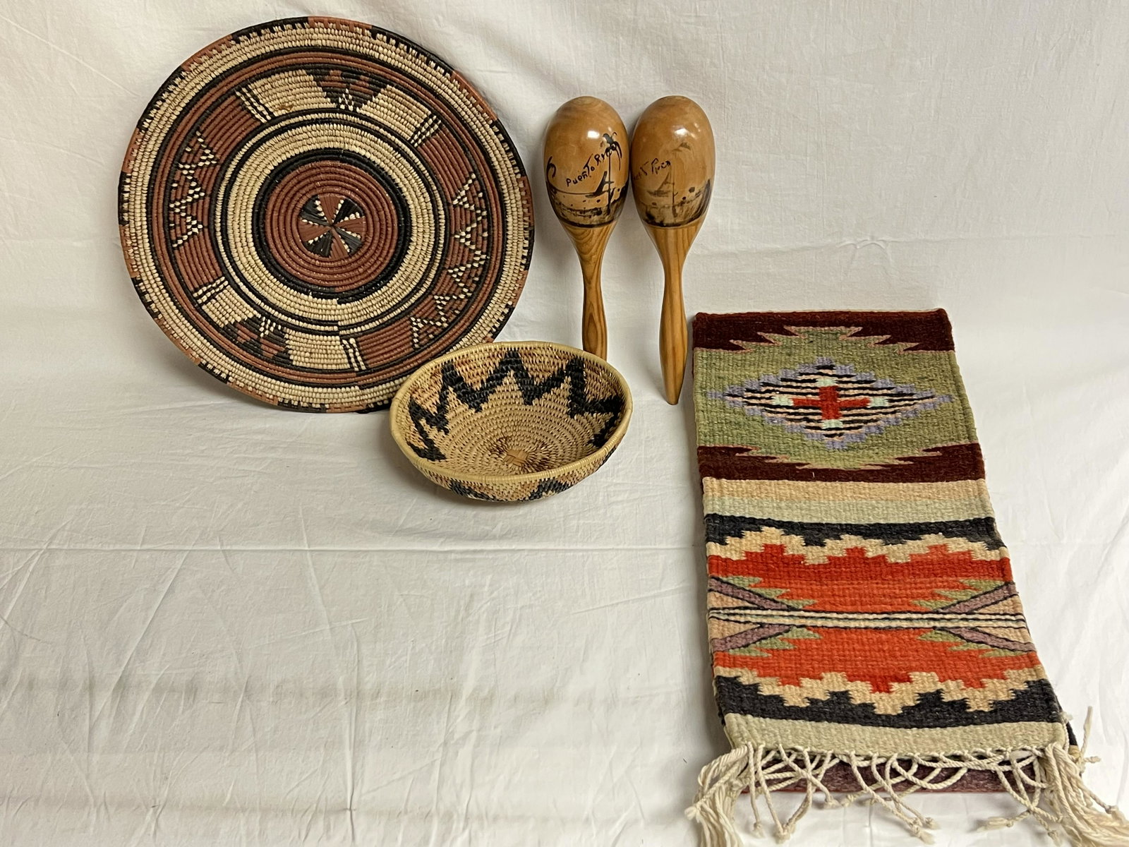 Asst Items - Tapestry, Woven Bowl, More - Native Tapestry, Woven Items, Maracrus: Asst Items - Tapestry, Woven Bowl, More - Native Tapestry, Woven Items, Maracrus
