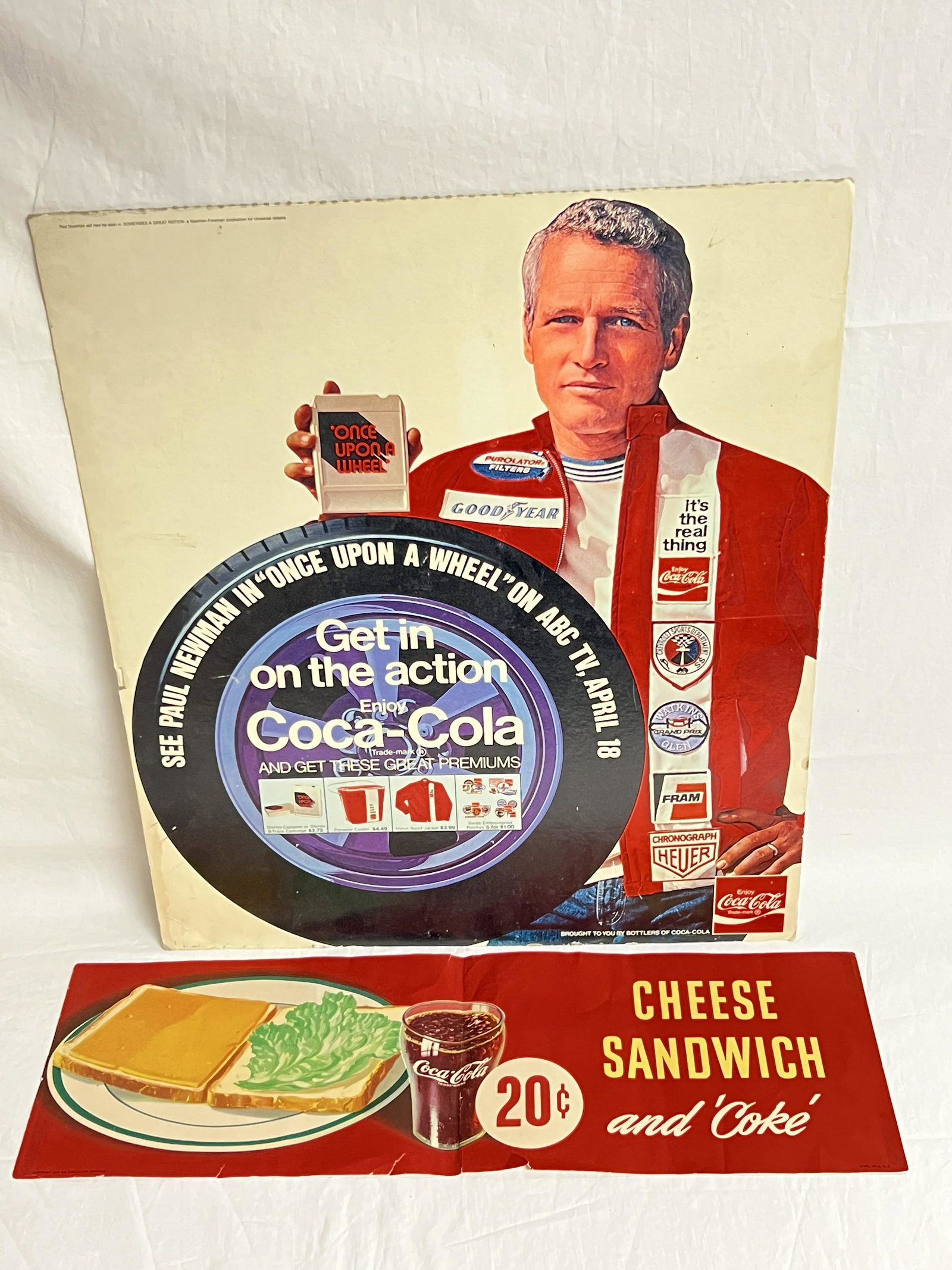 Vtg Paul Newman & 1944 Coca-Cola Ad - Card Stock P.Newman Ad 18'' x 21'' + 1944 Paper Ad 22'' x 7'': Vtg Paul Newman & 1944 Coca-Cola Ad - Card Stock P.Newman Ad 18'' x 21'' + 1944 Paper Ad 22'' x 7''