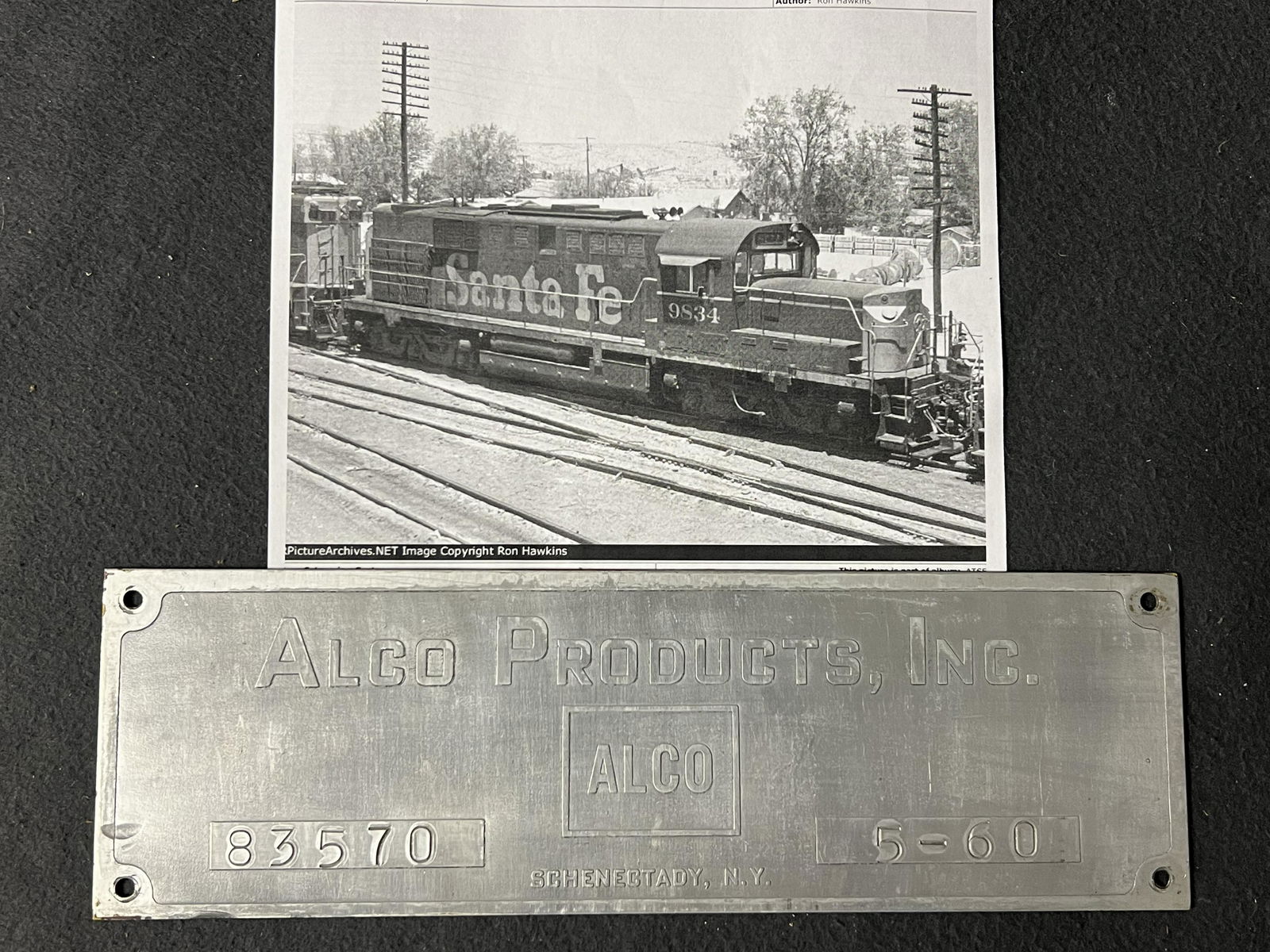 Alco Train Builders Plate A+SF 9834 RSD-15 - Original ATSF 834 Barstow,CA (1 of 3)