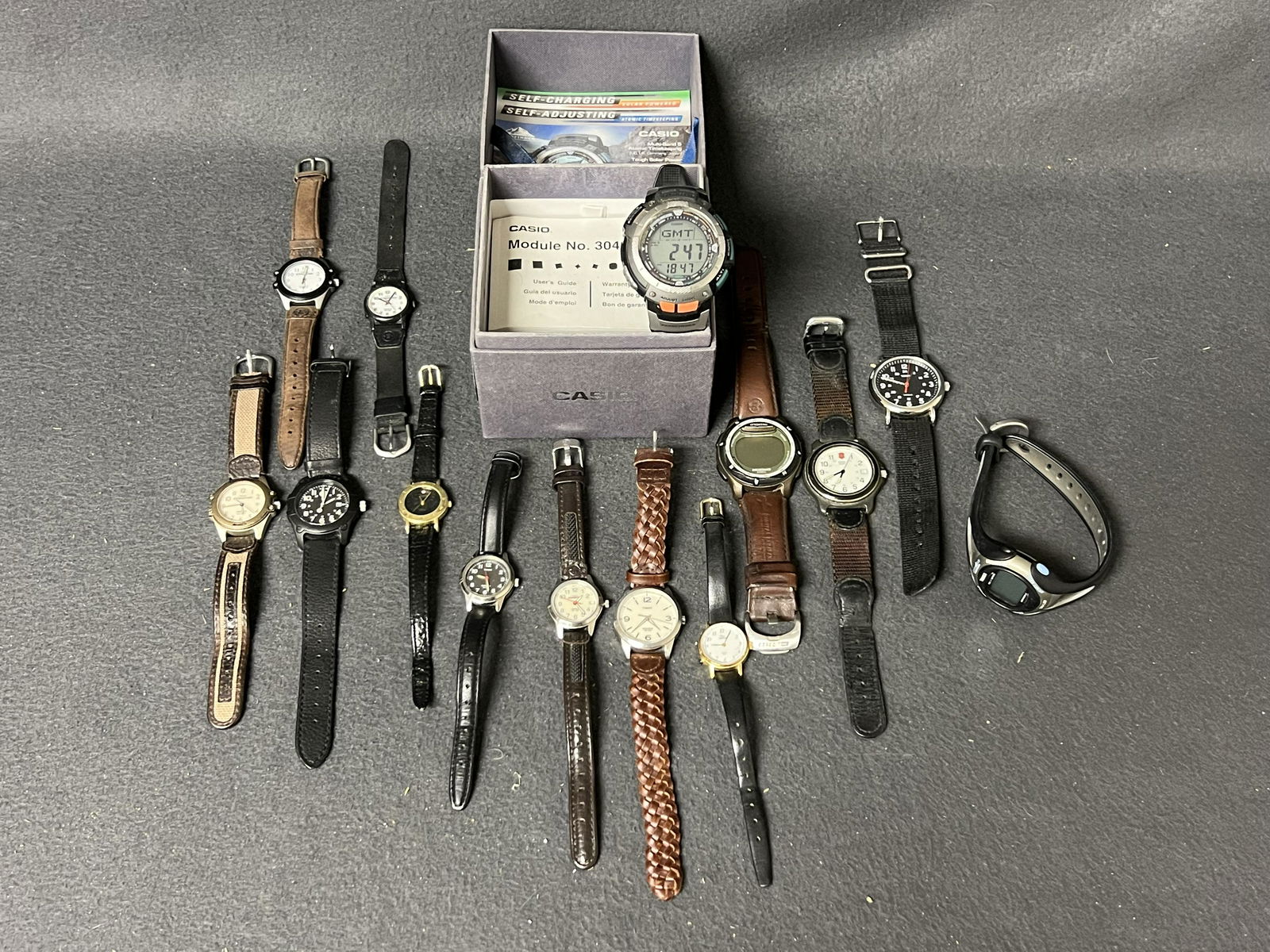 (14)Asst Watches, Casio, Timex,Swiss, More - Casio 3043 w/ Box,Manual (Works), (8)Timex + More (1 of 6)