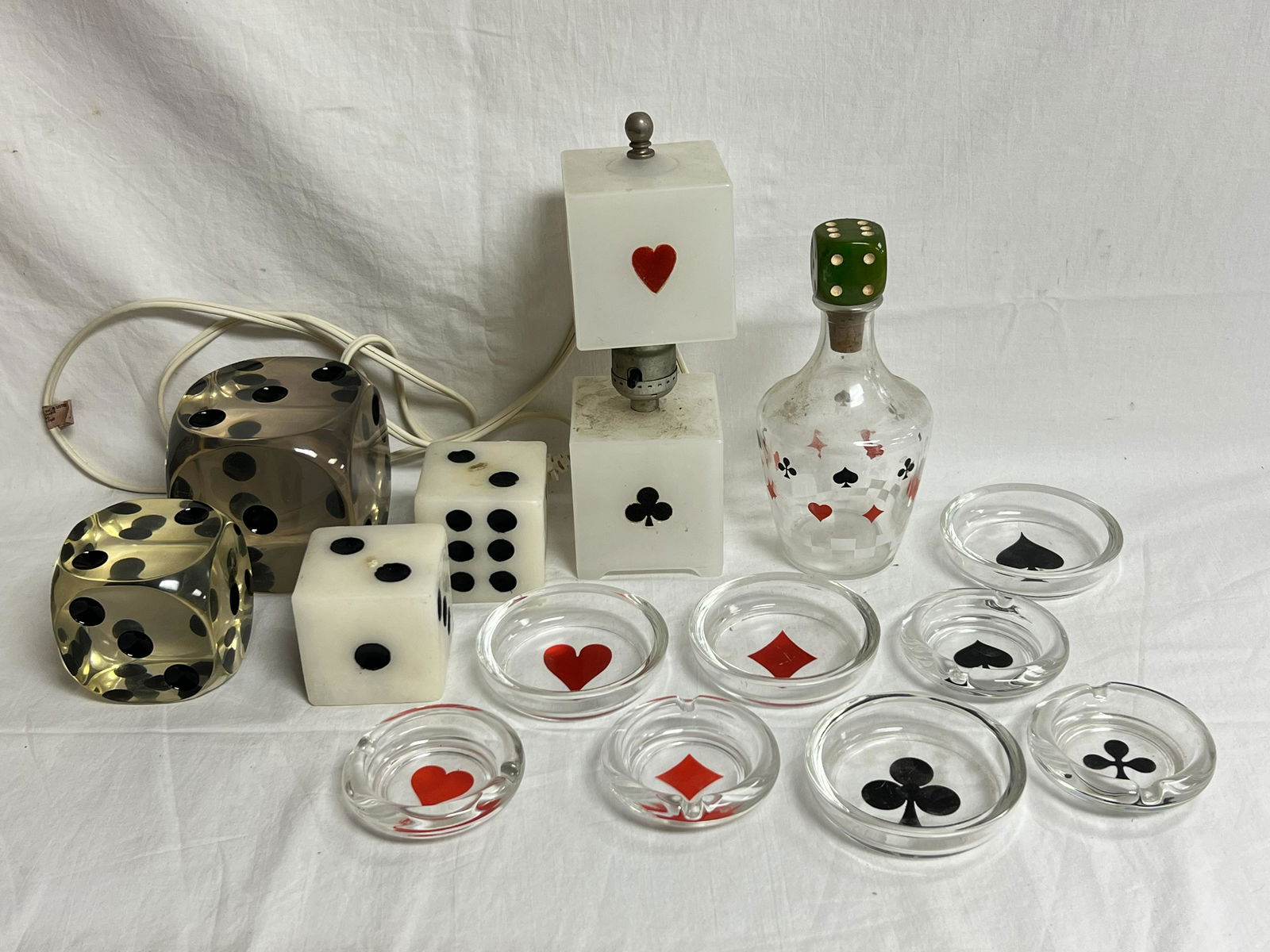 Art Deco Playing Card Lamp,Bottle,Coasters,More- Milk Glass Playing Card Lamp by Houze 8.5'' Tall, (1 of 8)