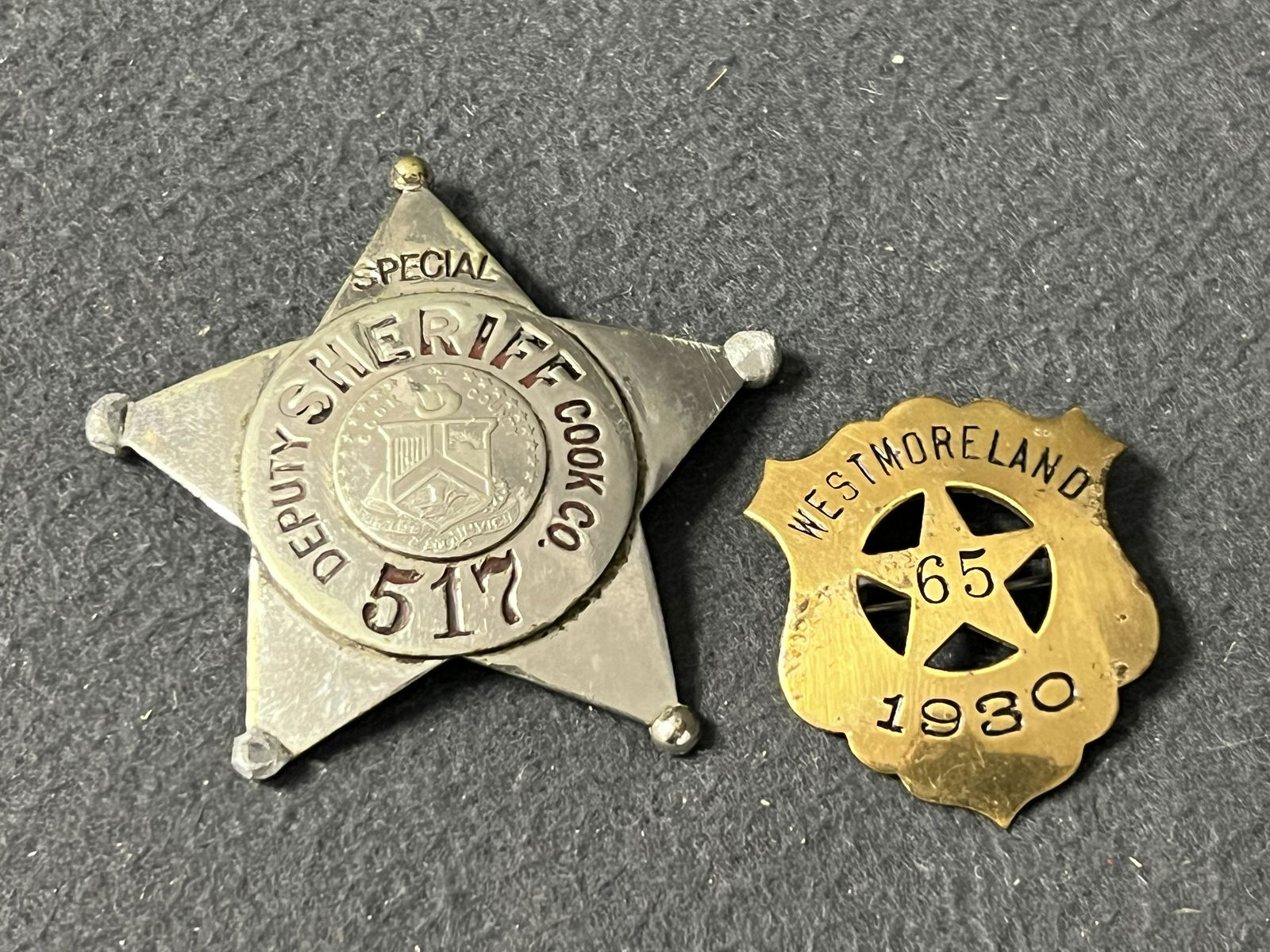 1930 Fire Dept + Vtg Special Sheriff Badge - 1930 Volunteer Fire Dept Station 65 Westmoreland,Pa (1 of 4)