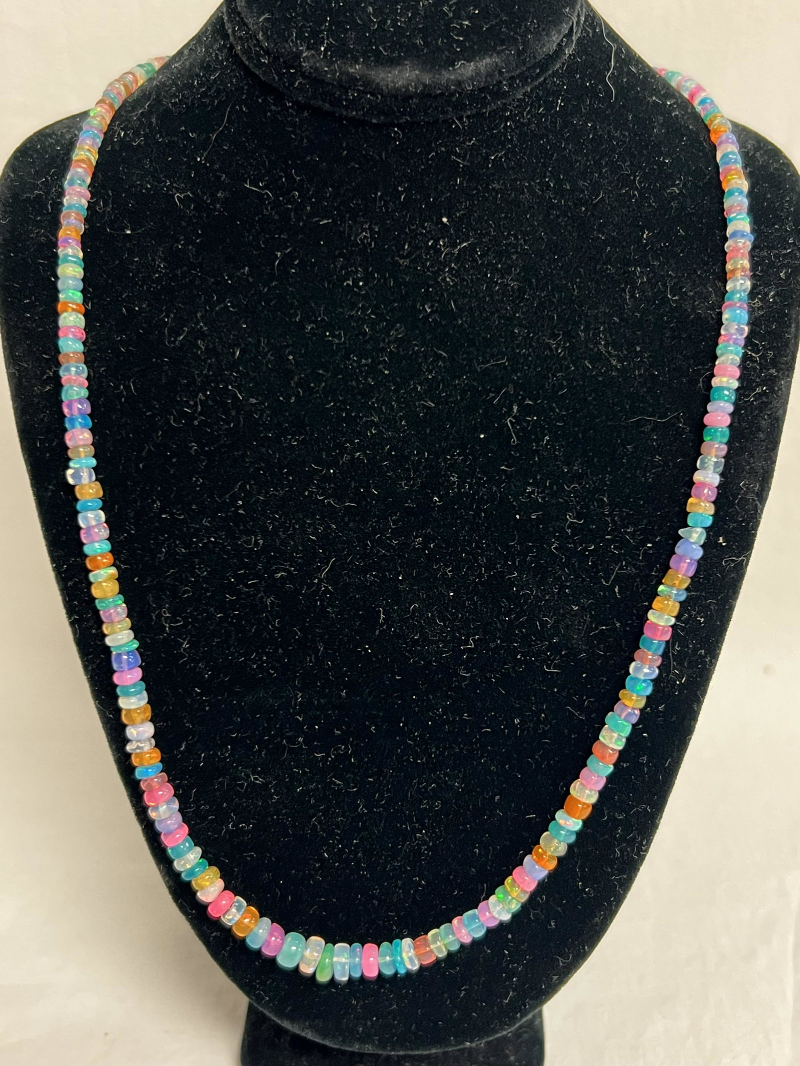 18'' Multi Colored Opal Necklace w/ Sterling: 18'' Multi Colored Opal Necklace w/ Sterling