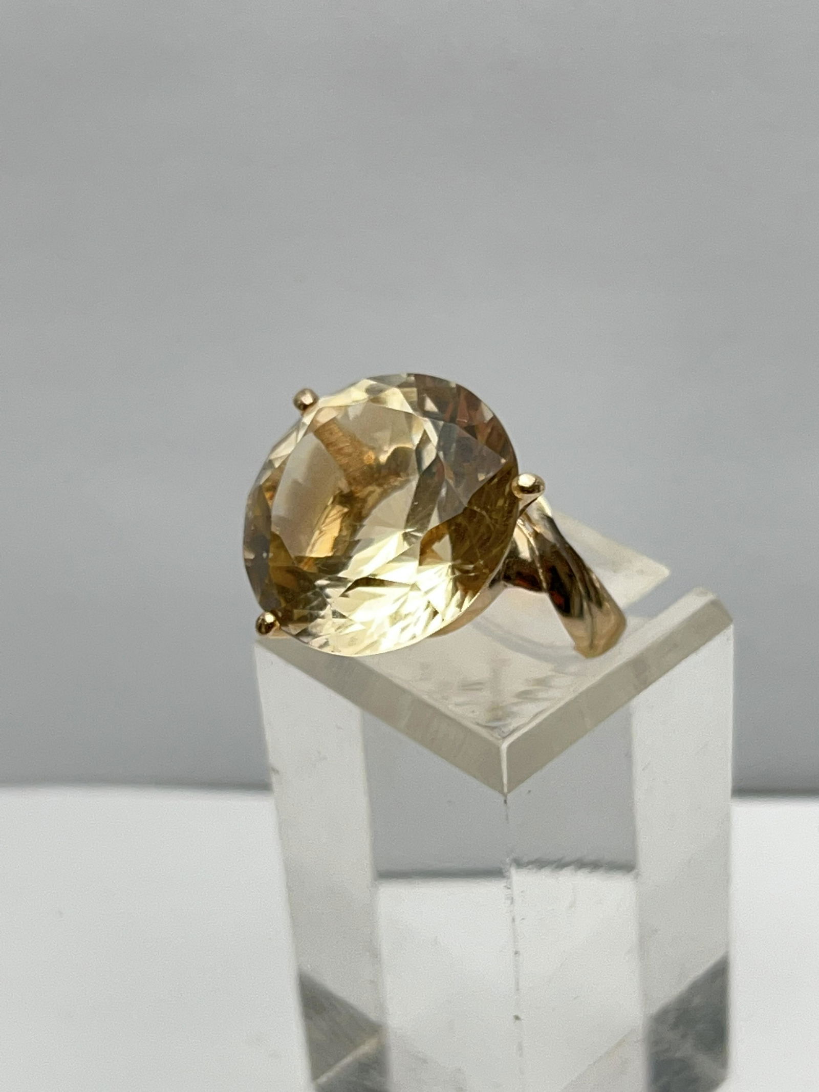 Vtg 14K Yellow Gold Large Citrine Ring, Sz 6 - 10.3g Total Wgt, 1'' Citrine (1 of 5)