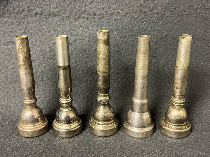 (5)asst Vtg Trumpet Mouthpieces Blessing 13, Martin 7, (2)vincent Bach