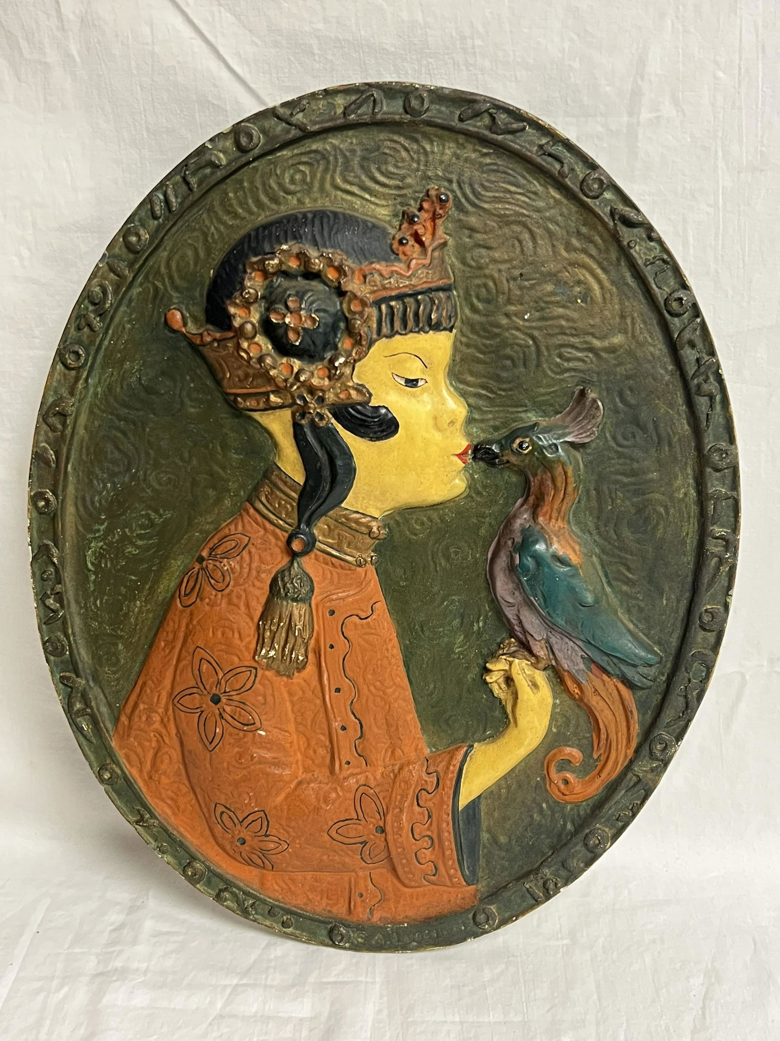 1920s Esther Hunt Joe Celona Chalkware Plaque - 12'' x 15'' Relief Plaque (1 of 4)