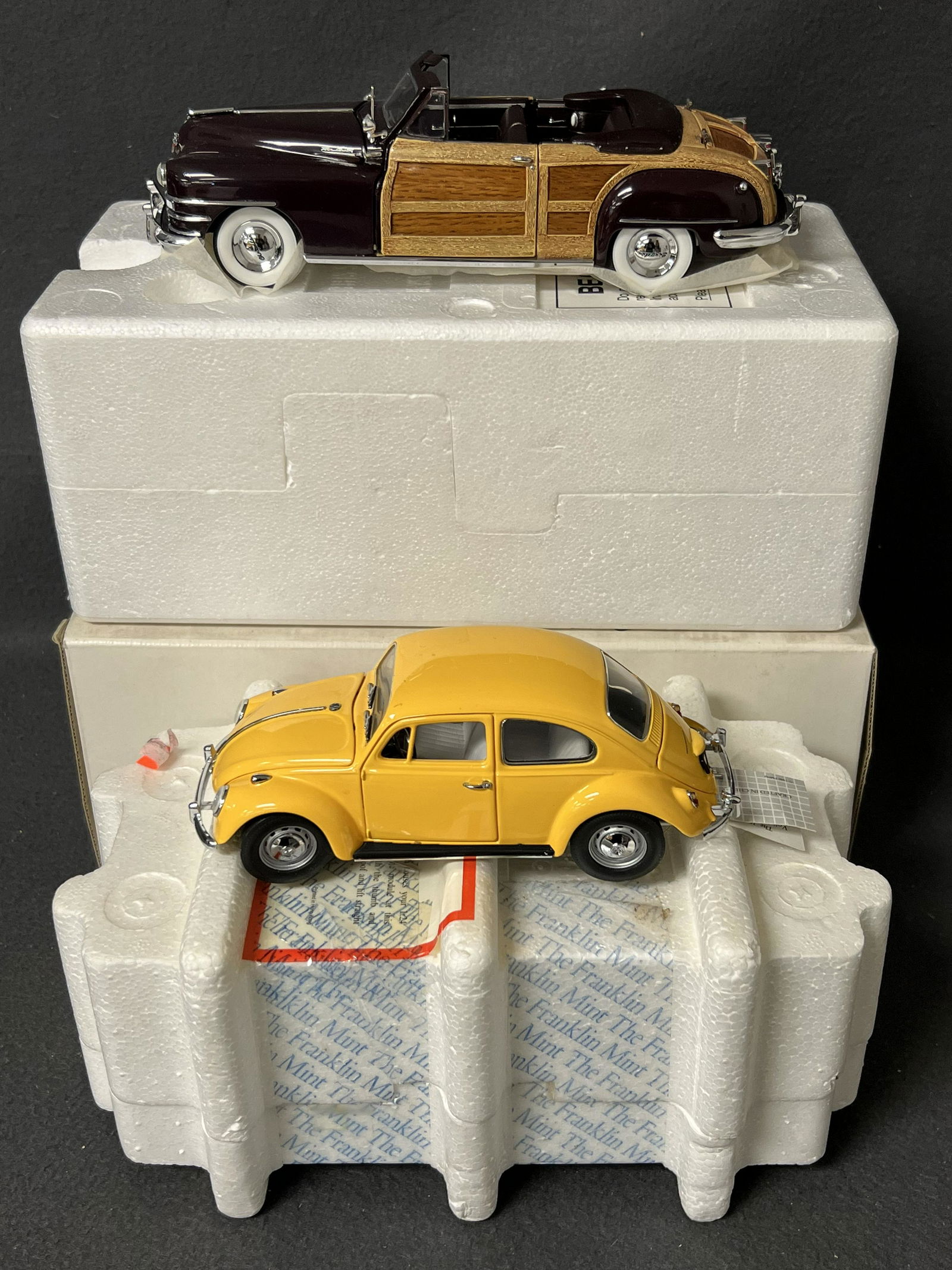 (2)DieCast Model Cars, Franklin & Danbury Mint - Franklin Mint 1967 V.W. Yellow Bug w/ Tag & (1 of 10)