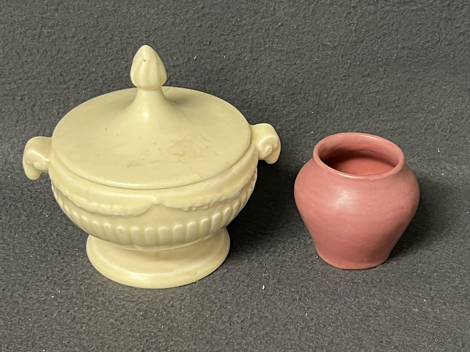 1927 Rookwood Lidded Vessel, Lincoln Inn Vase, - Rookwood White Mat Finish Marked XXVII Shape 2459 (1 of 7)