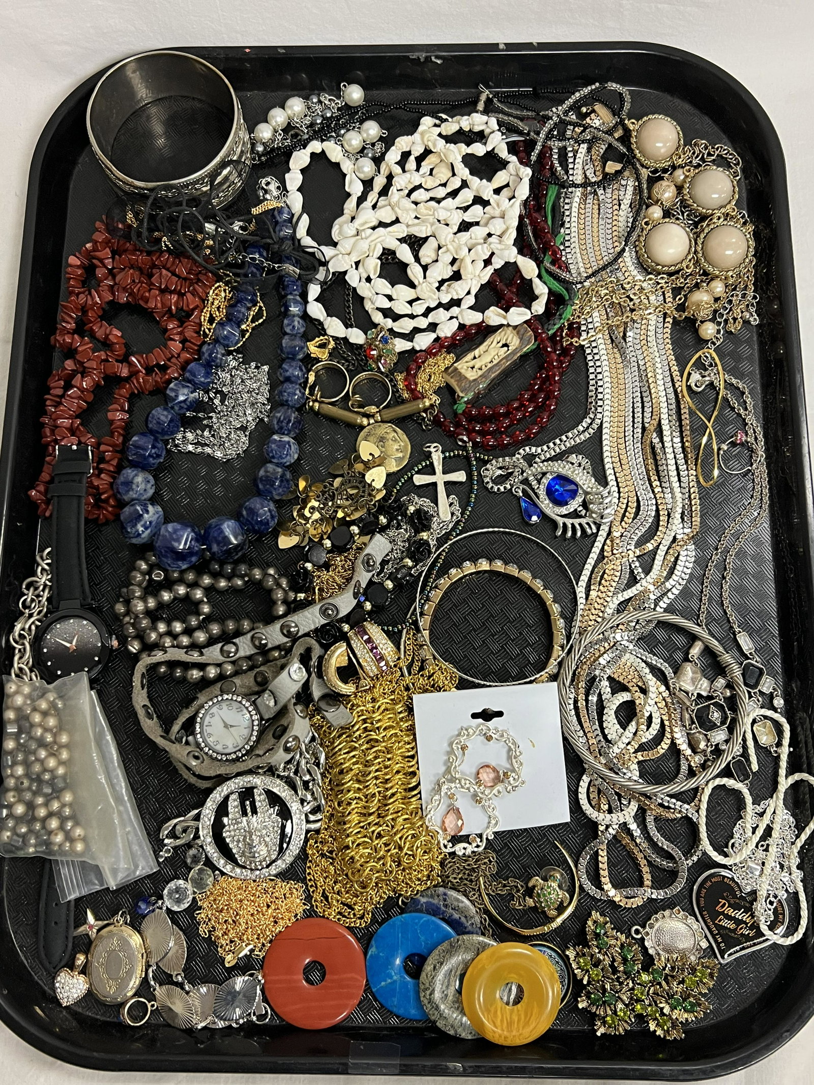 Asst Jewelry, Stone Necklaces,Bracelets,More - Carved Pins / Brooch, Earrings, Watches, Beads: Asst Jewelry, Stone Necklaces,Bracelets,More - Carved Pins / Brooch, Earrings, Watches, Beads