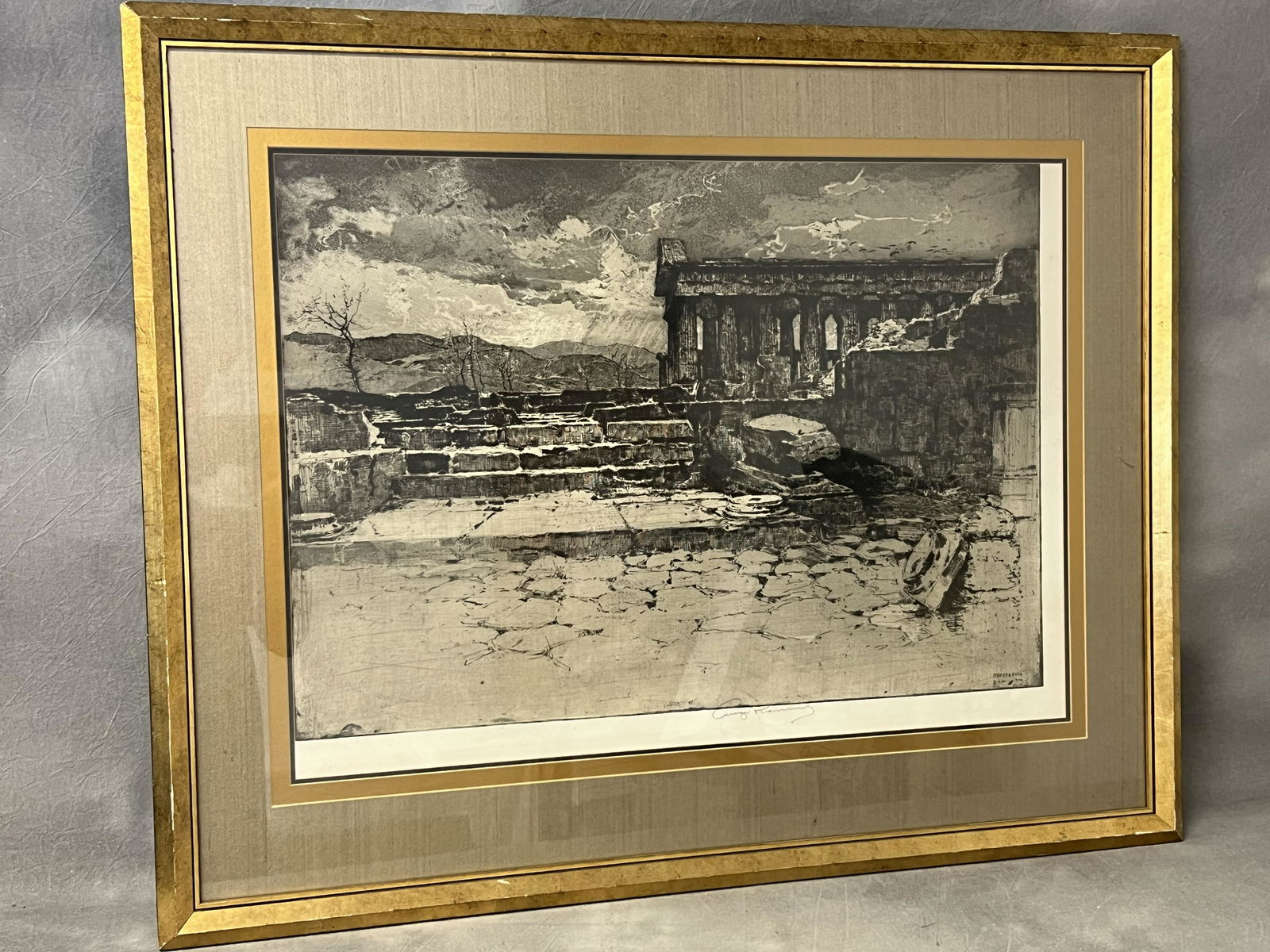 Signed Craig Kenning 1923 Macedonia Etching 1923 Macedonia Greece