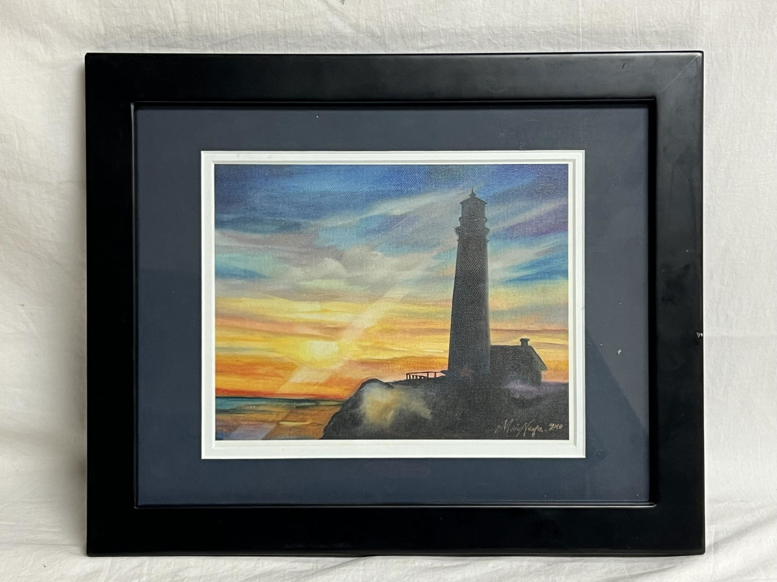 Maia Negre Lighthouse Giclee Canvas Print - Pigeon Point Lighthouse , Framed 16'' x 13'' , Sight (1 of 3)