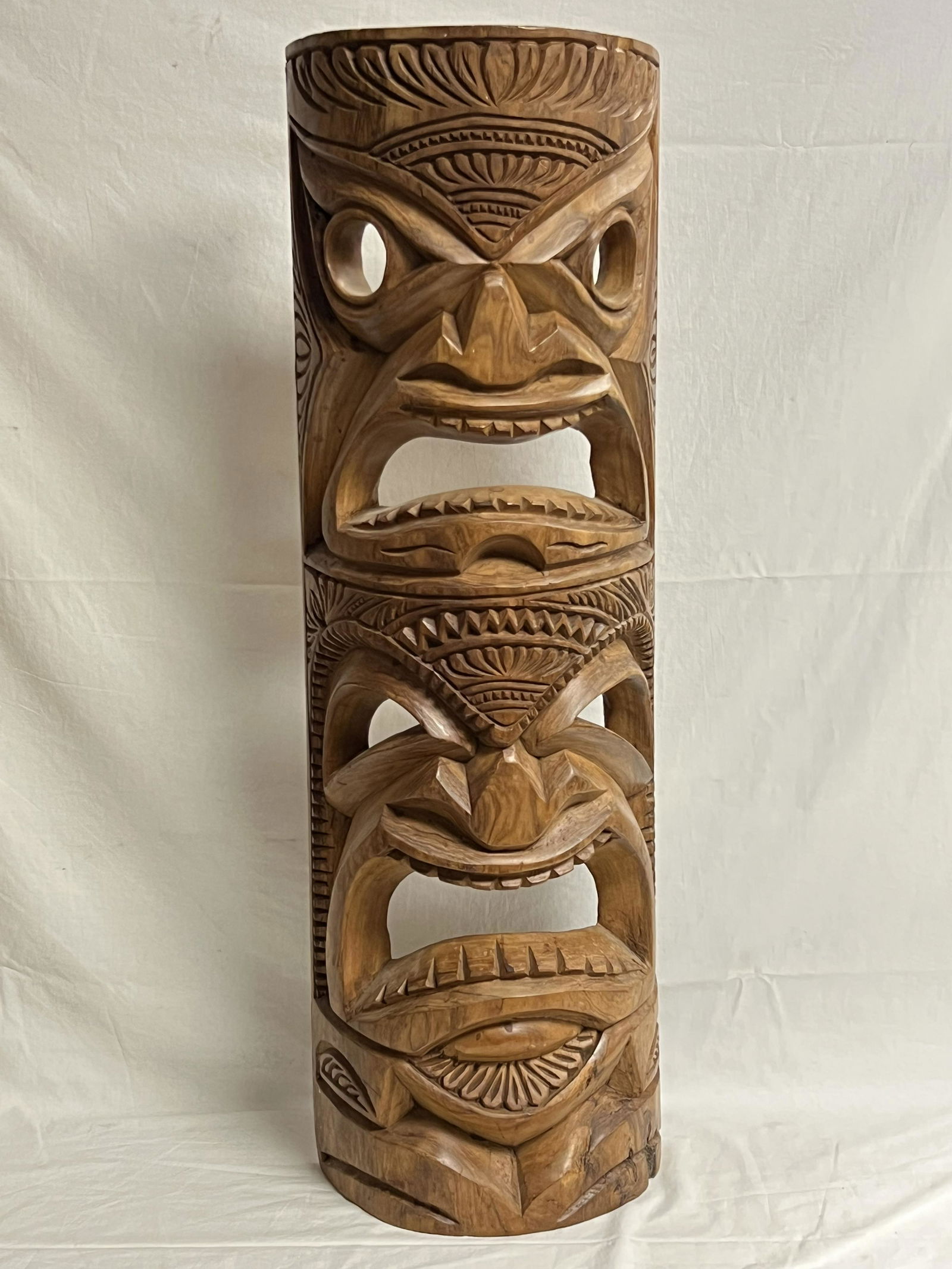 Carved Hawaiian Wood Tiki Mask - 9.75'' x 1.5'' x 34'' (1 of 3)