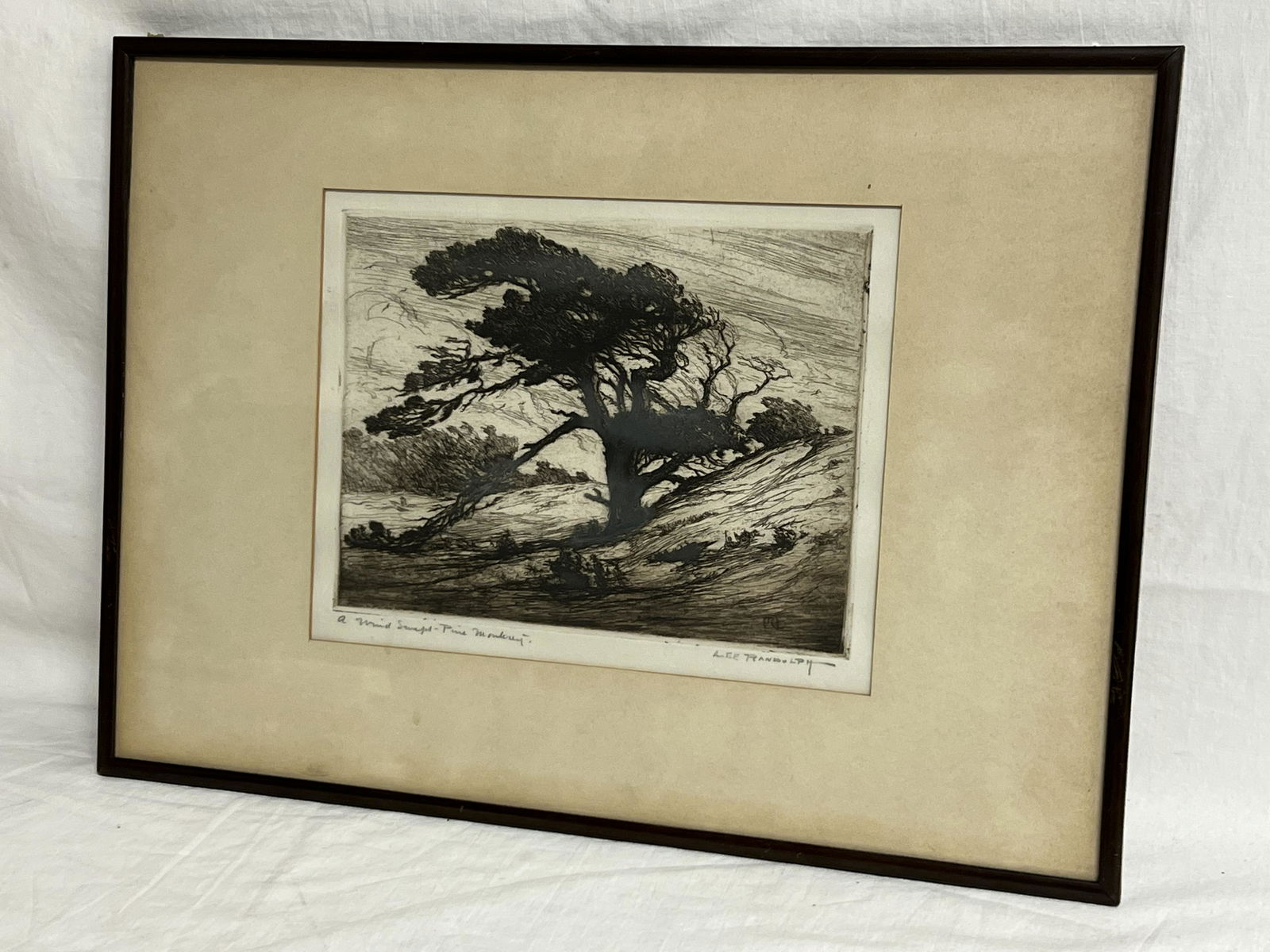 Lee Randolph (1880-1956)Signed Etching - ''A Wind Swept Pine Monterey'' Framed 18.5'' x 13.5'' (1 of 4)