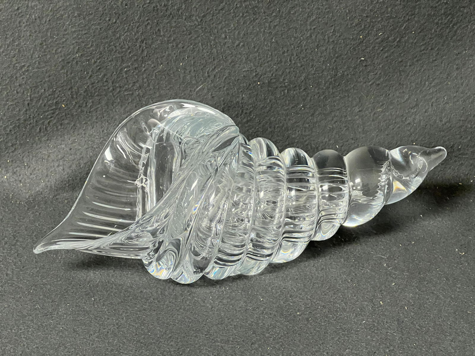 Signed Swedish Crystal Glass Conch Shell - 12'' x 5'' (1 of 5)