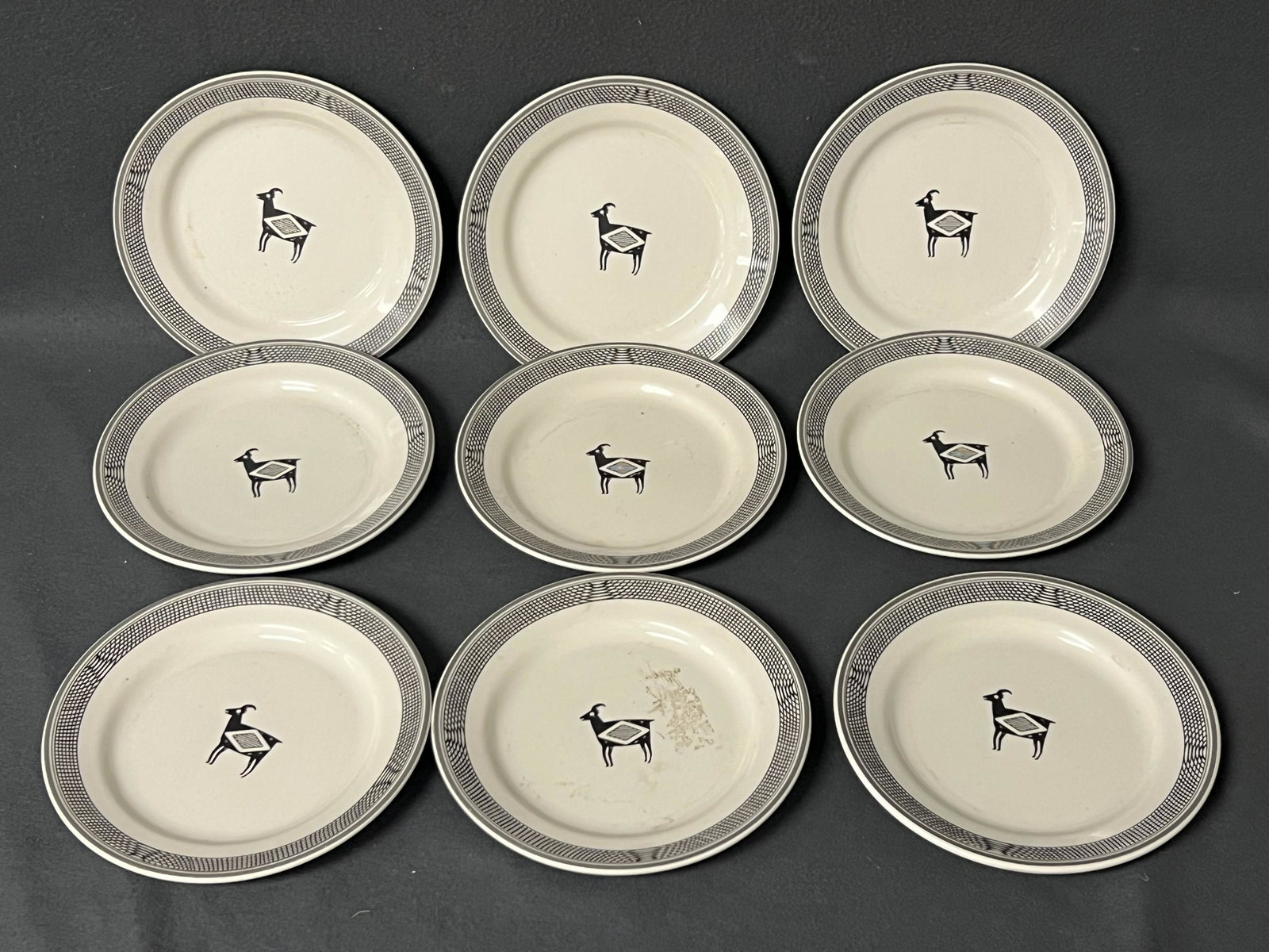 (9)Santa Fe Railroad Dining Car Plates - Ancient Mimbreno Indian-Pipestone , Homer Laughlin Replica (1 of 3)