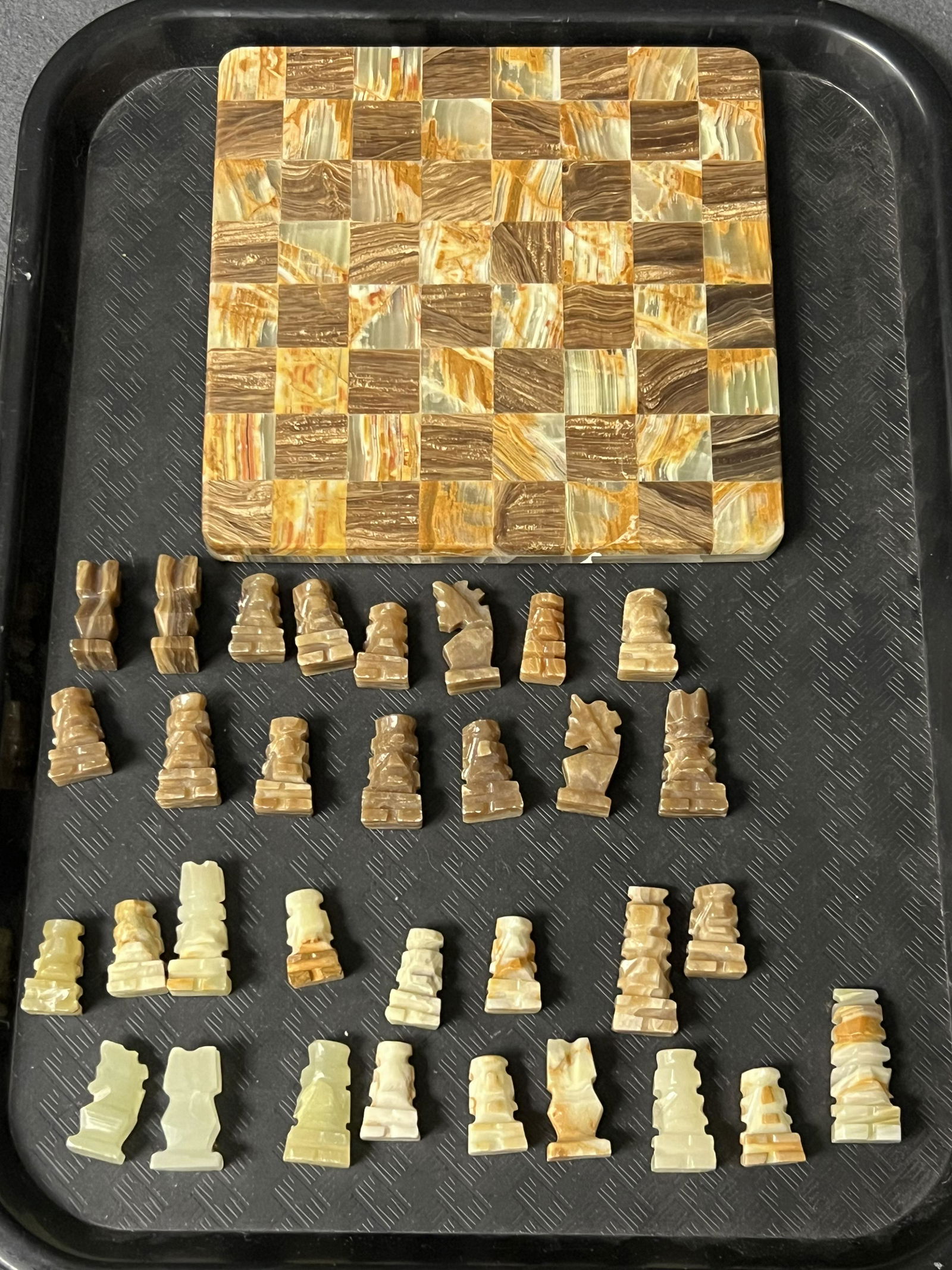 Marble Stone Carved Chess Set - Board 7'' x 7'' , Pieces 1'' - 1.5'': Marble Stone Carved Chess Set - Board 7'' x 7'' , Pieces 1'' - 1.5''