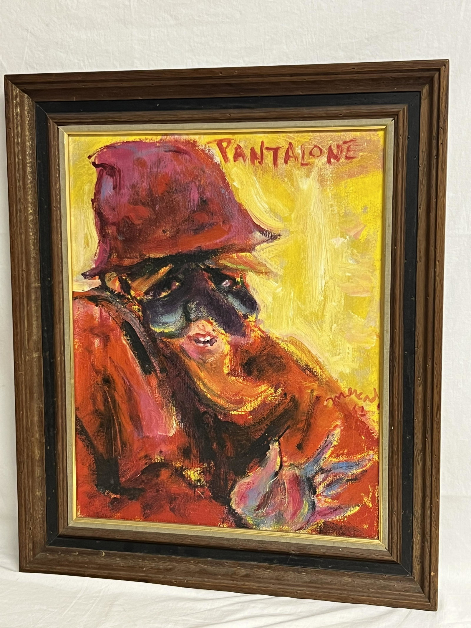 1967 Signed Fernando Mercado Oil on Canvas - CA Artist Titled ''Pantalone'' Framed 21'' x 25'', (1 of 5)