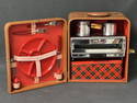 1950s Dunhill Midjit Kitchen Camping Set - (2)Cups (2)Plates, Forks, Knives, Salt / Pepper, Stove w/