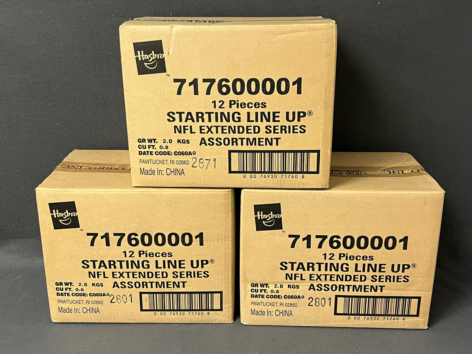 (3)Sealed Boxes of NFL Starting Lineups Figures - NFL Extended Series Sealed Boxes of 12 Figures (1 of 2)