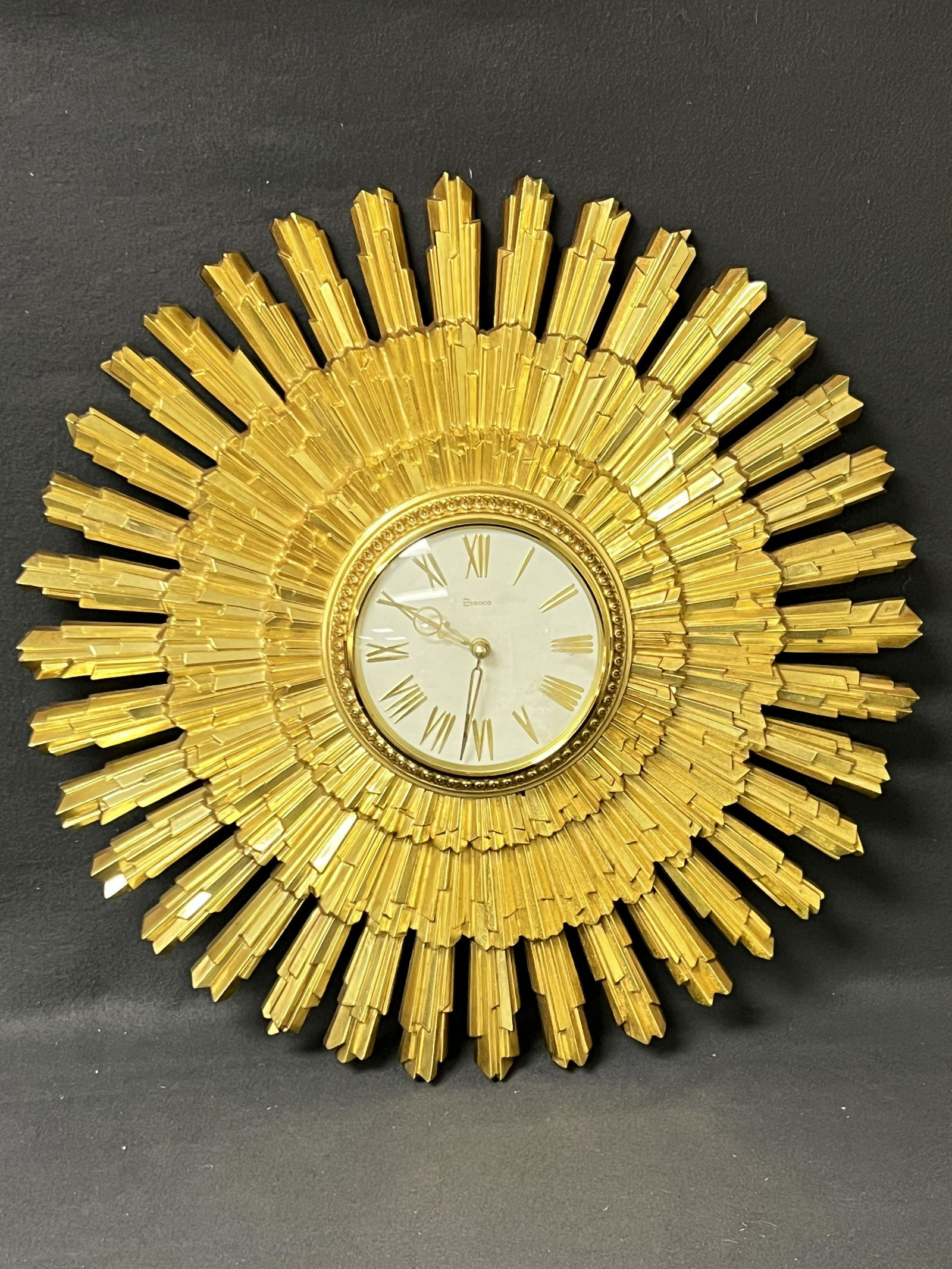 Mid Century Syroca Sunburst Wall Clock #1041 - Resin, Battery Operated, 22.5'' Diameter (1 of 4)