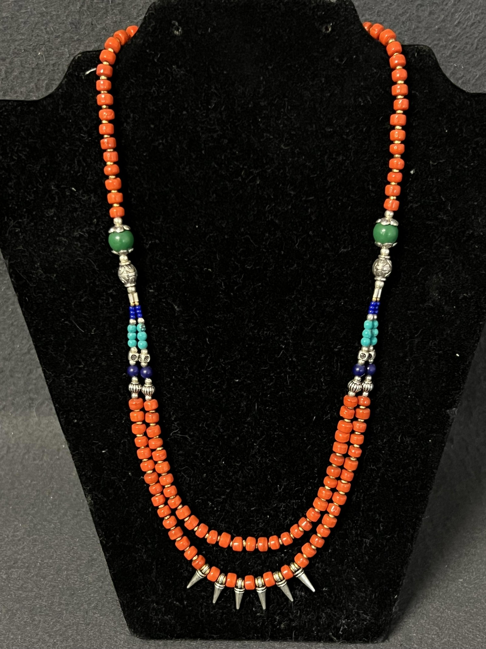 Tibetan Coral Turquoise Lapis 18'' Necklace: Tibetan Coral Turquoise Lapis 18'' Necklace