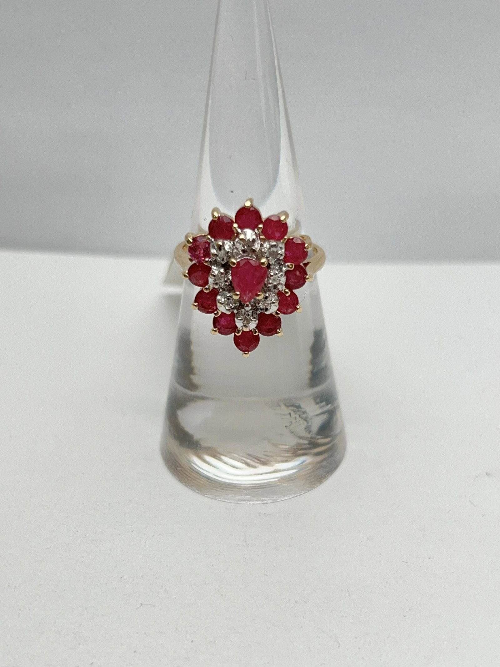 14K Yellow Gold Ruby Diamond Ring, Sz 7 - Total Wgt 4.8g w/ Tag ''Blue Ribbon Rarities'' (1 of 5)